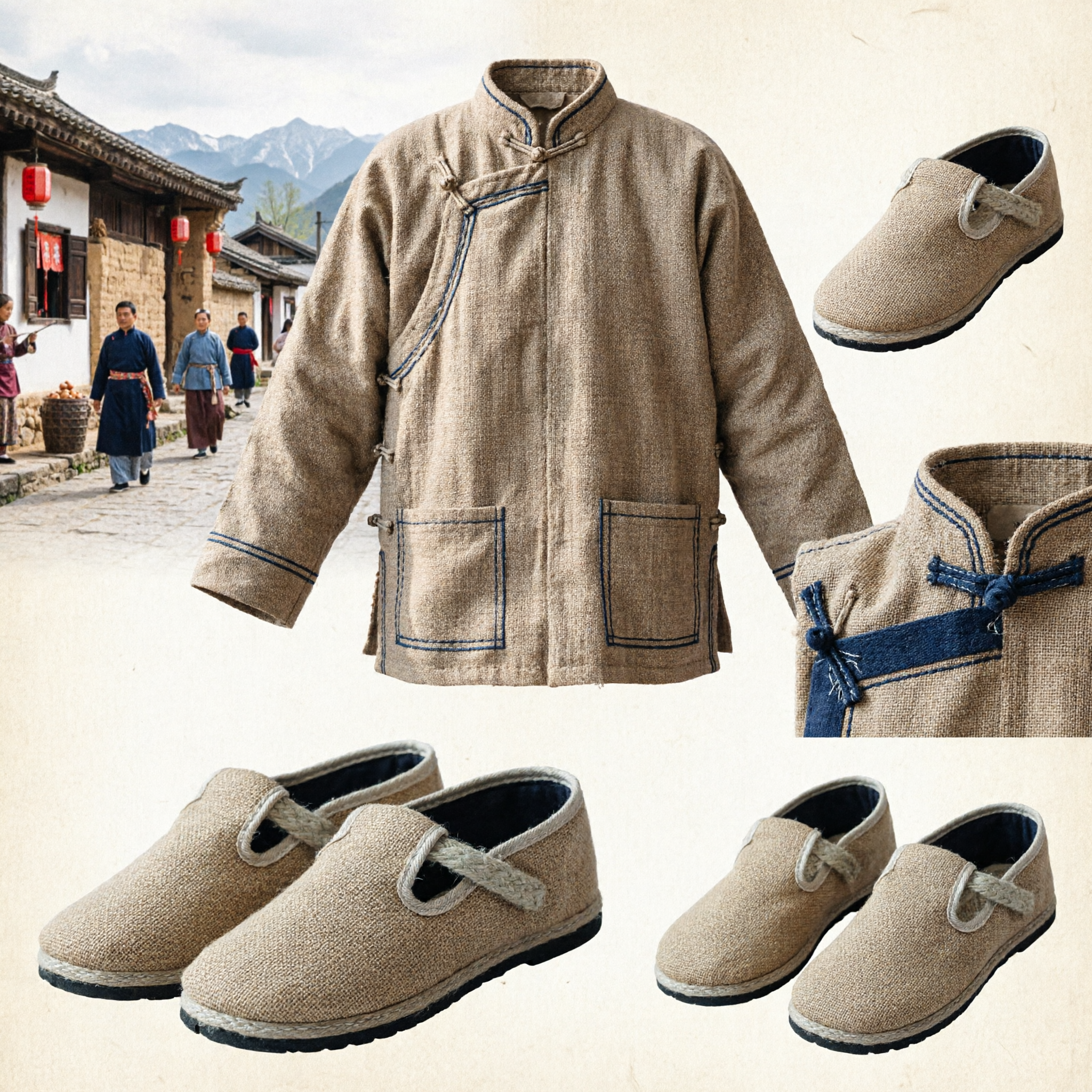 Traditional Chinese Hemp Shoes Natural Linen Slip-on Sandals for Men Women Kung Fu Tai Chi Monks - Asian Costume