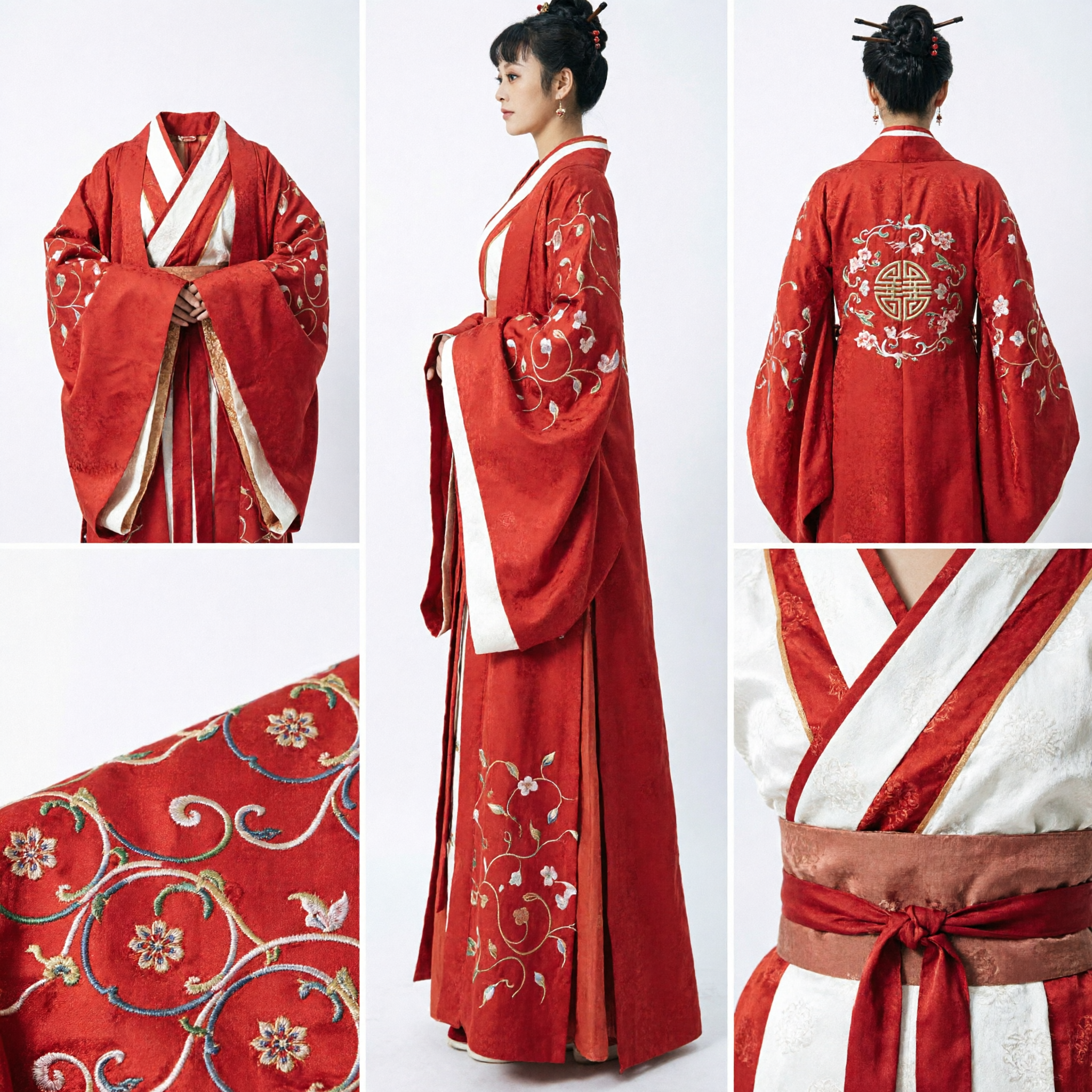 Hanfu élégant rouge brodé, costume ancien traditionnel chinois pour femmes, cosplay de drama historique - Asian Costume