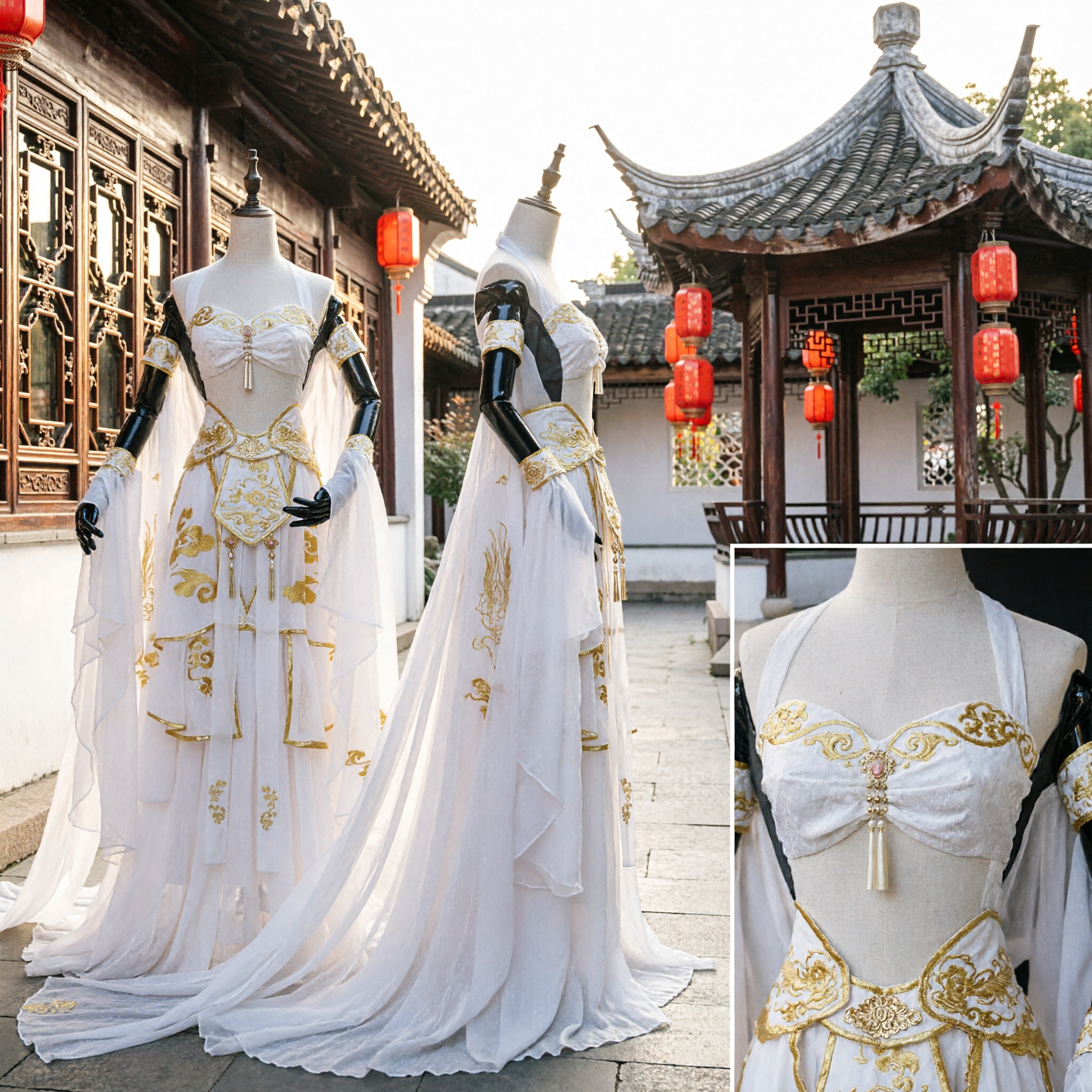 Antiek Chinese Hanfu Witte Feejurk Traditionele Prinses Geborduurd Kostuum voor Vrouwen Cosplay Optreden - Asian Costume