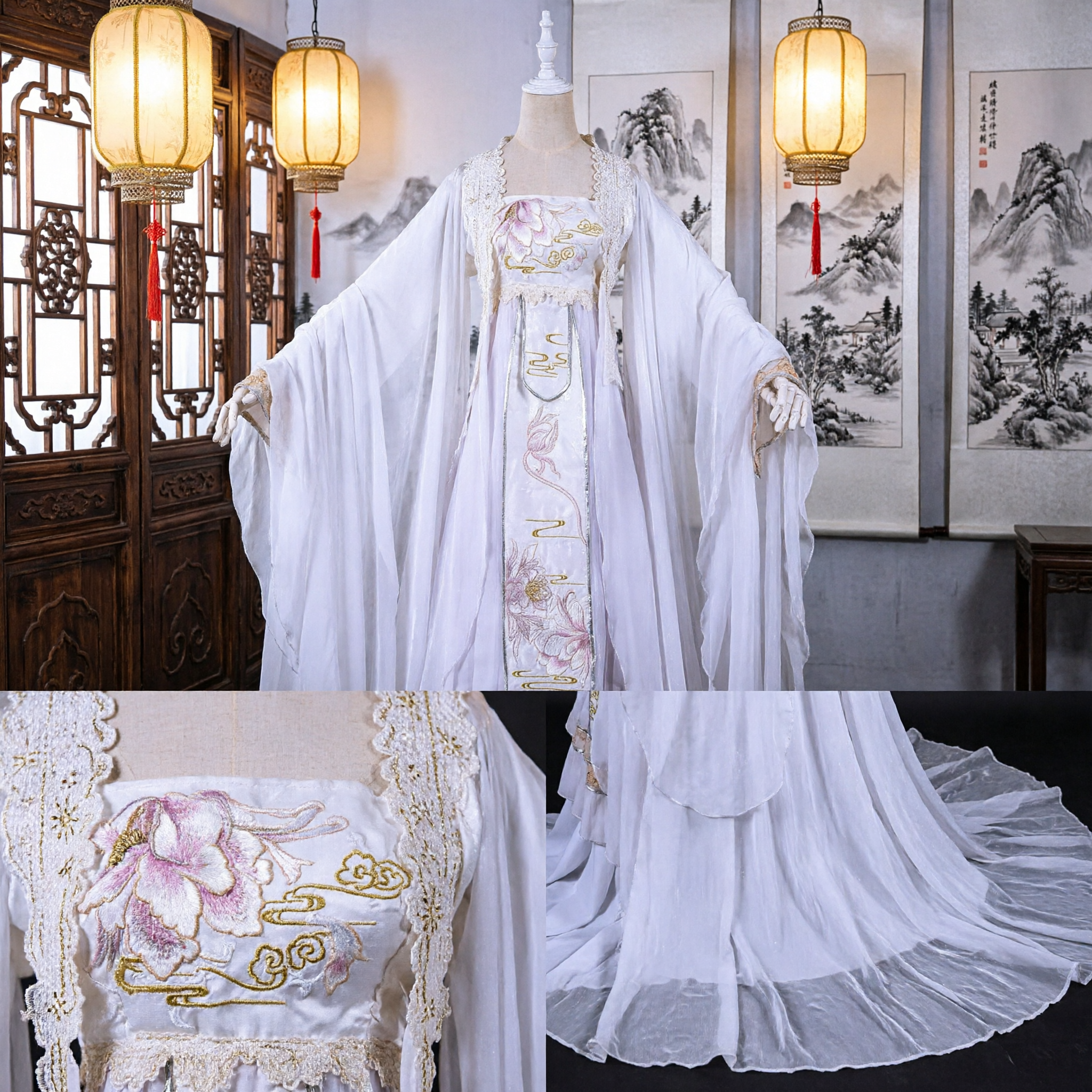 Elegante Witte Hanfu Traditioneel Chinese Antieke Fee Kostuum Geborduurde Jurken voor Vrouwen Cosplay Optreden Fotografie - Asian Costume