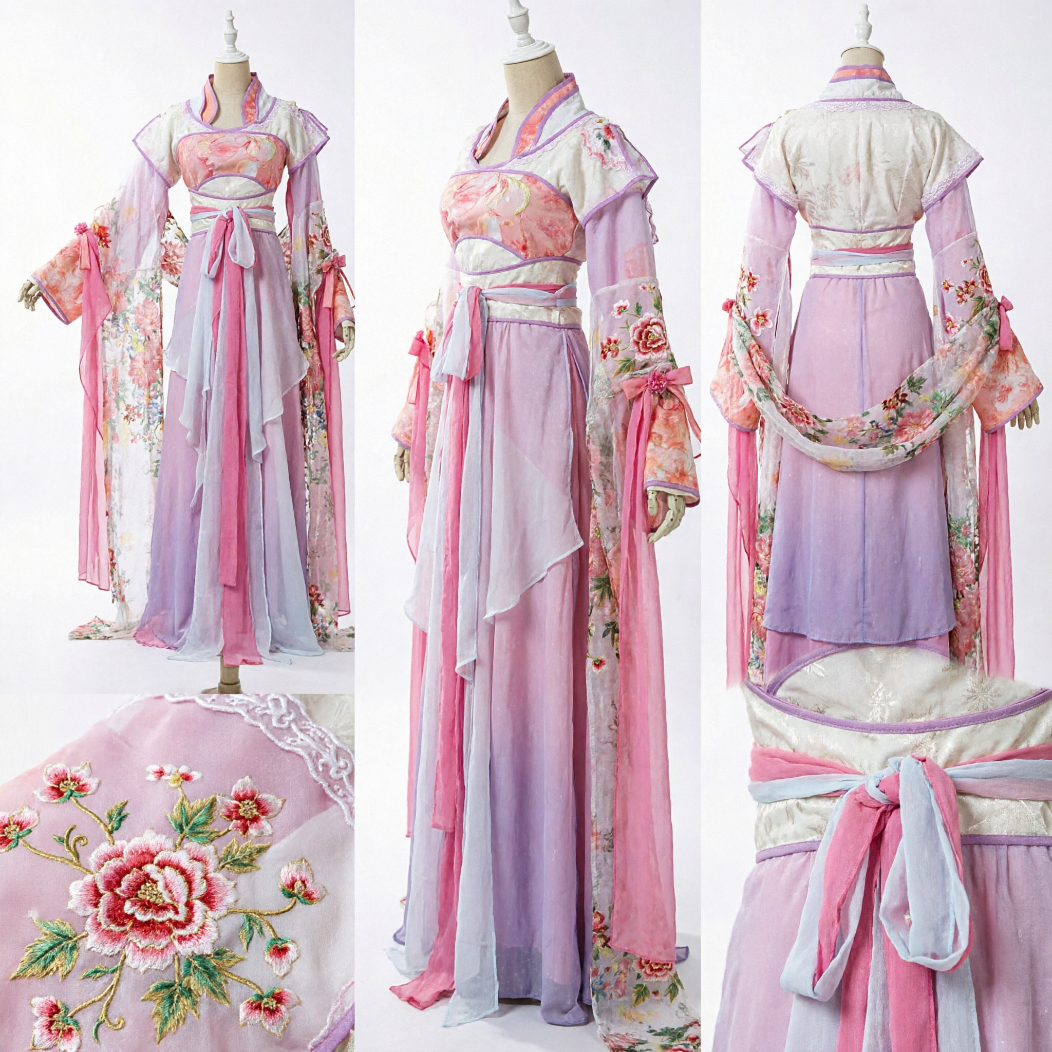 Costume Hanfu Tradizionale Cinese Floreale Rosa, Vestito da Principessa Fata Antica per Donne, Cosplay e Performance - Asian Costume