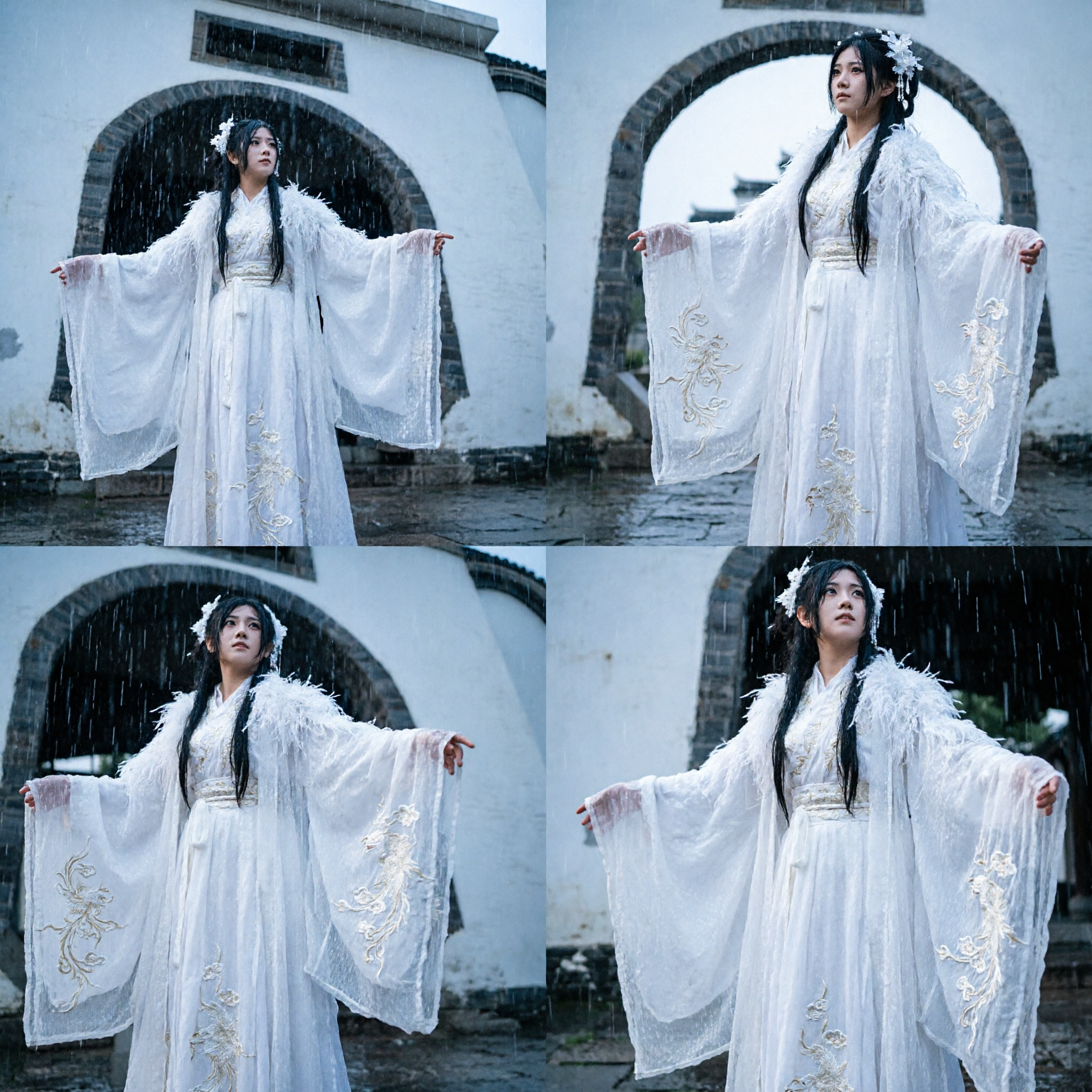 Elegante Hanfu Bianco, Costume Antico Tradizionale Cinese, Vestito Fluido da Fata per Donne, Cosplay e Performance - Asian Costume