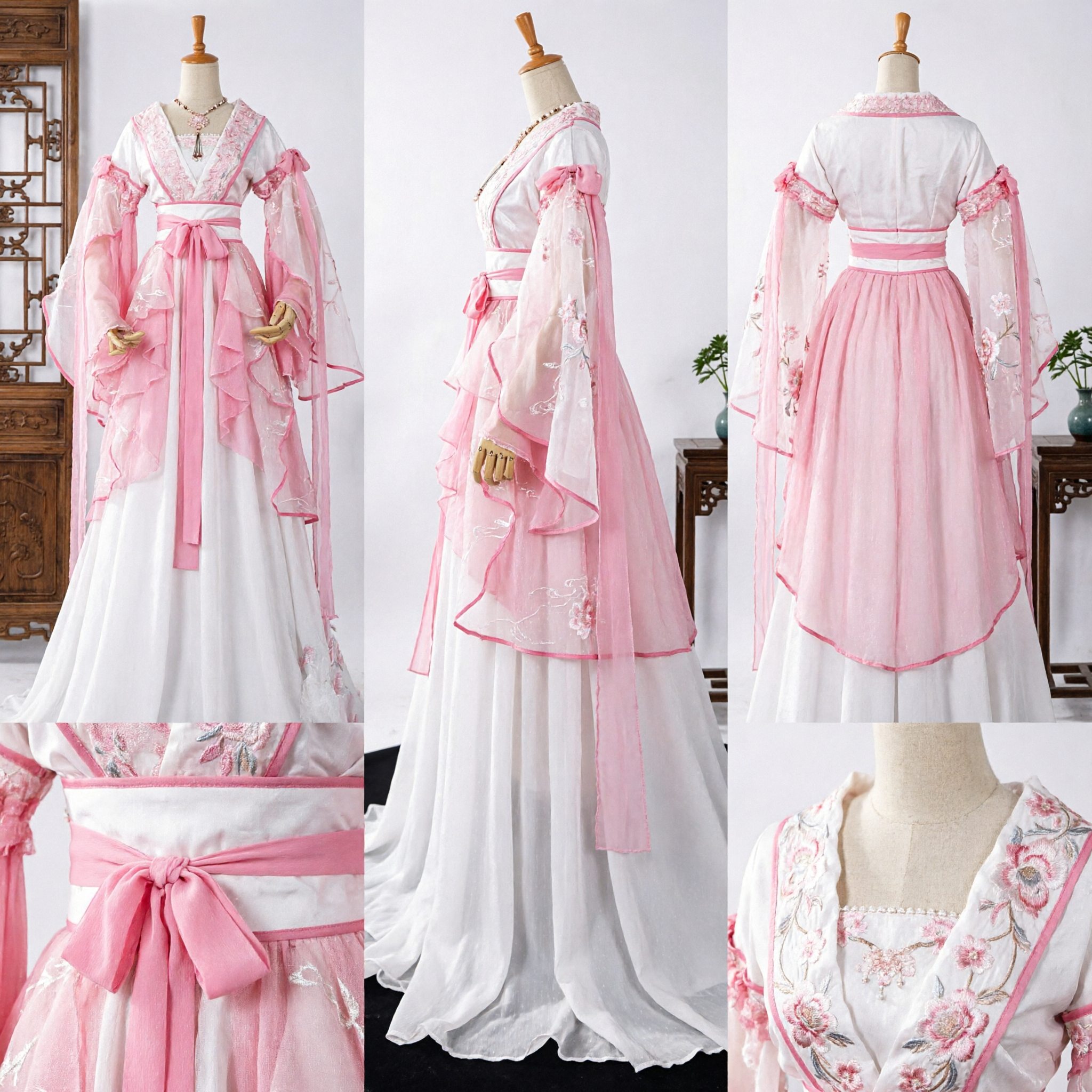 Rosa-Weiß Traditionelles Chinesisches Hanfu Kleid Antikes Tang-Dynastie Prinzessin Kostüm für Frauen Cosplay - Asian Costume