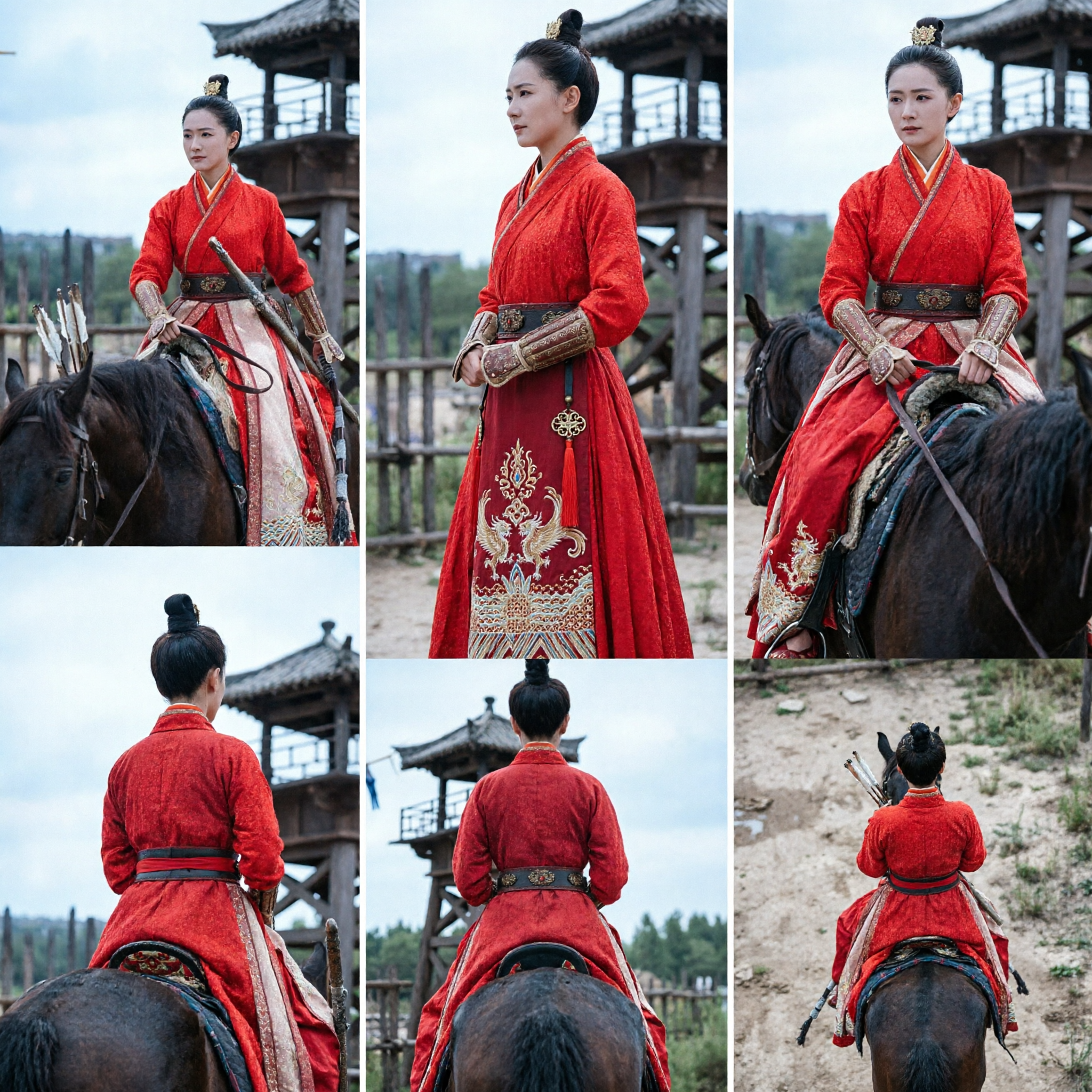 Hanfu Tradizionale Cinese Antico Costume da Guerriera con Spada Rosso per Donna Cosplay Storico e Spettacolo - Asian Costume