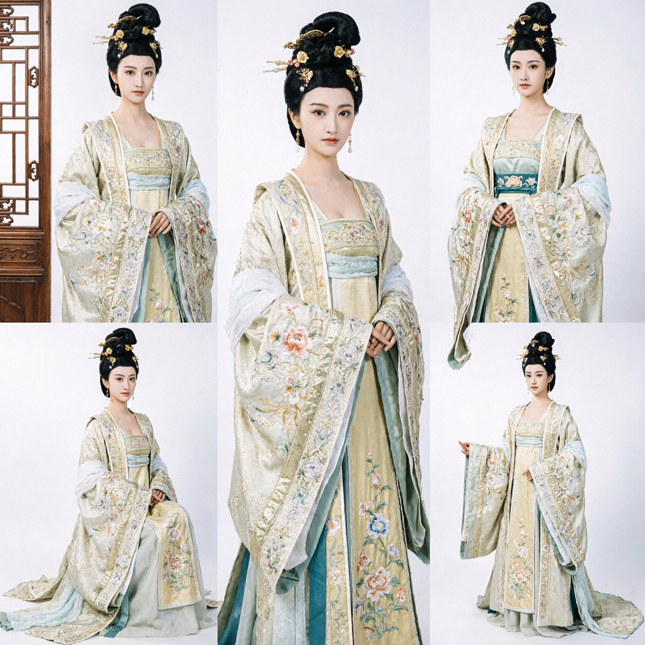 Chiński tradycyjny strój Hanfu z dynastii Tang, starożytna zielona haftowana suknia księżniczki pałacowej dla kobiet - Asian Costume