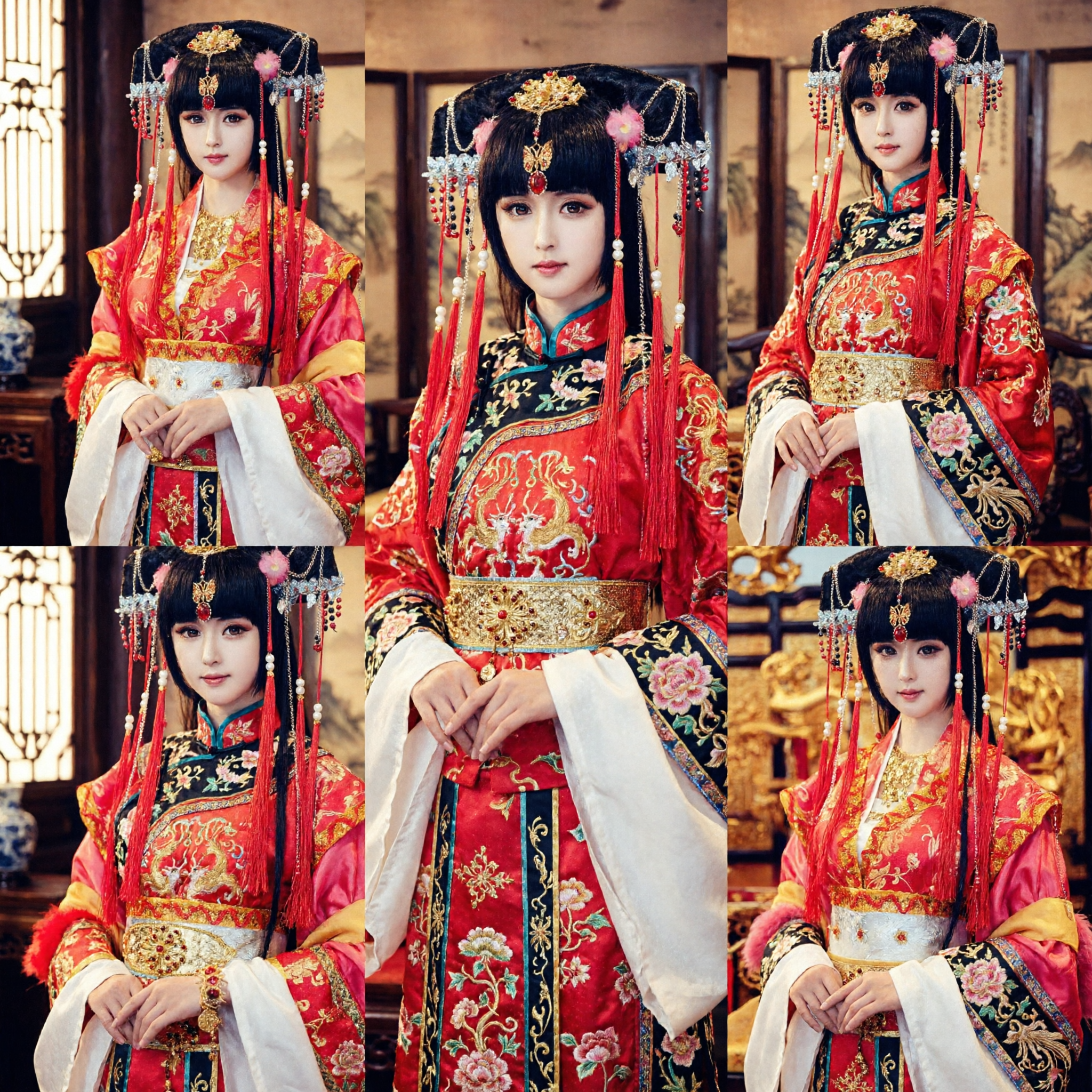 Vestido de Casamento Hanfu Vermelho Chinês Tradicional, Traje de Princesa Antiga da Dinastia Tang para Cosplay e Performance de Mulheres - Asian Costume