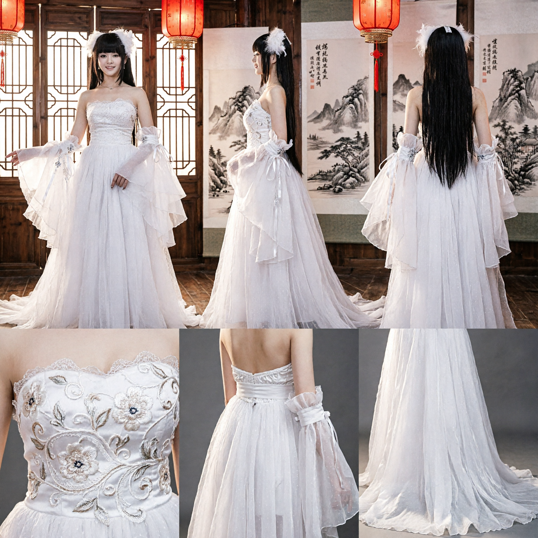 Costume de danse classique chinoise élégant blanc, robe de fée pour tenue de scène traditionnelle pour femmes - Asian Costume