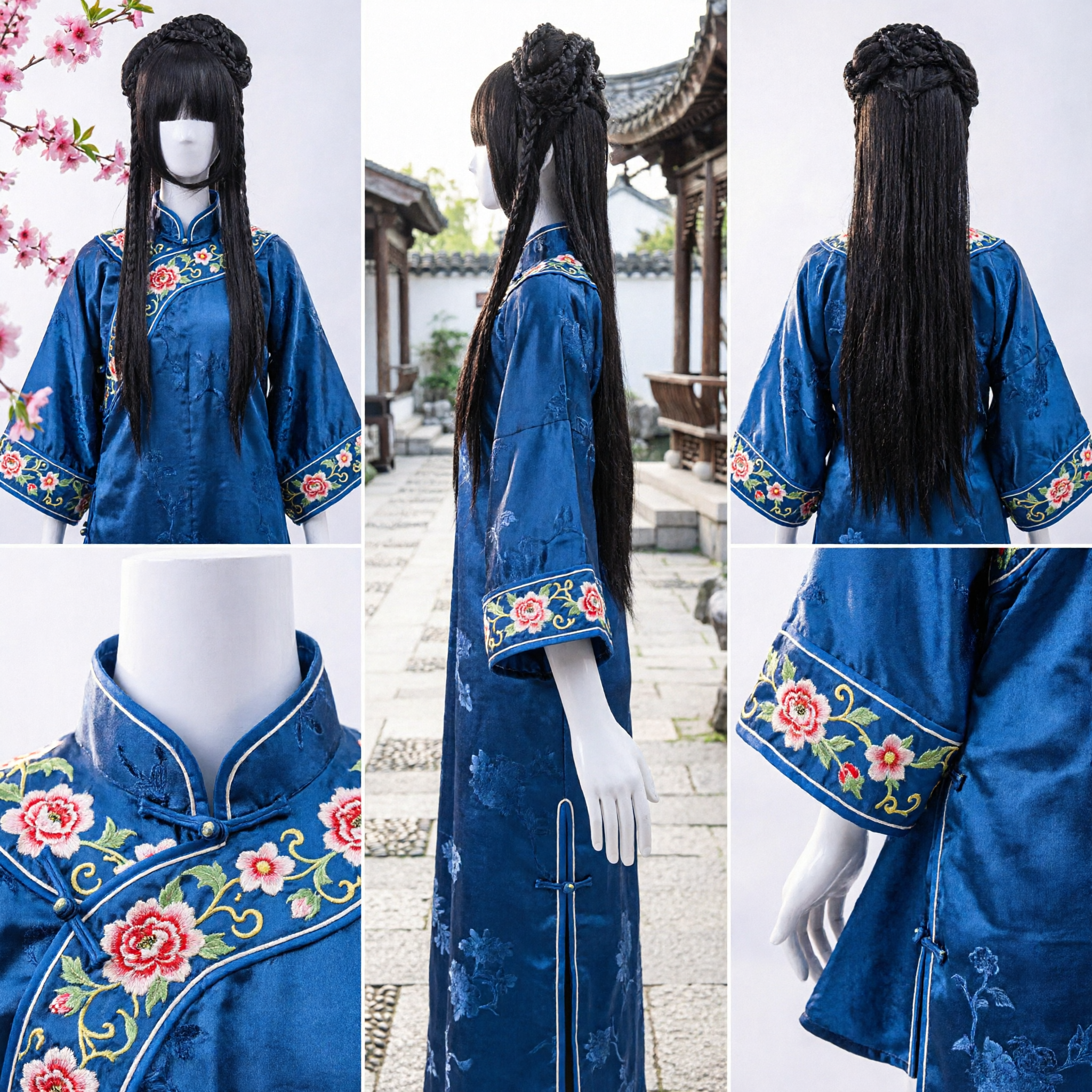 Antike chinesische Prinzessinnen schwarze Perücke traditionelles geflochtenes Haarteil für Frauen Hanfu Cosplay Kostüm Auftritt - Asian Costume