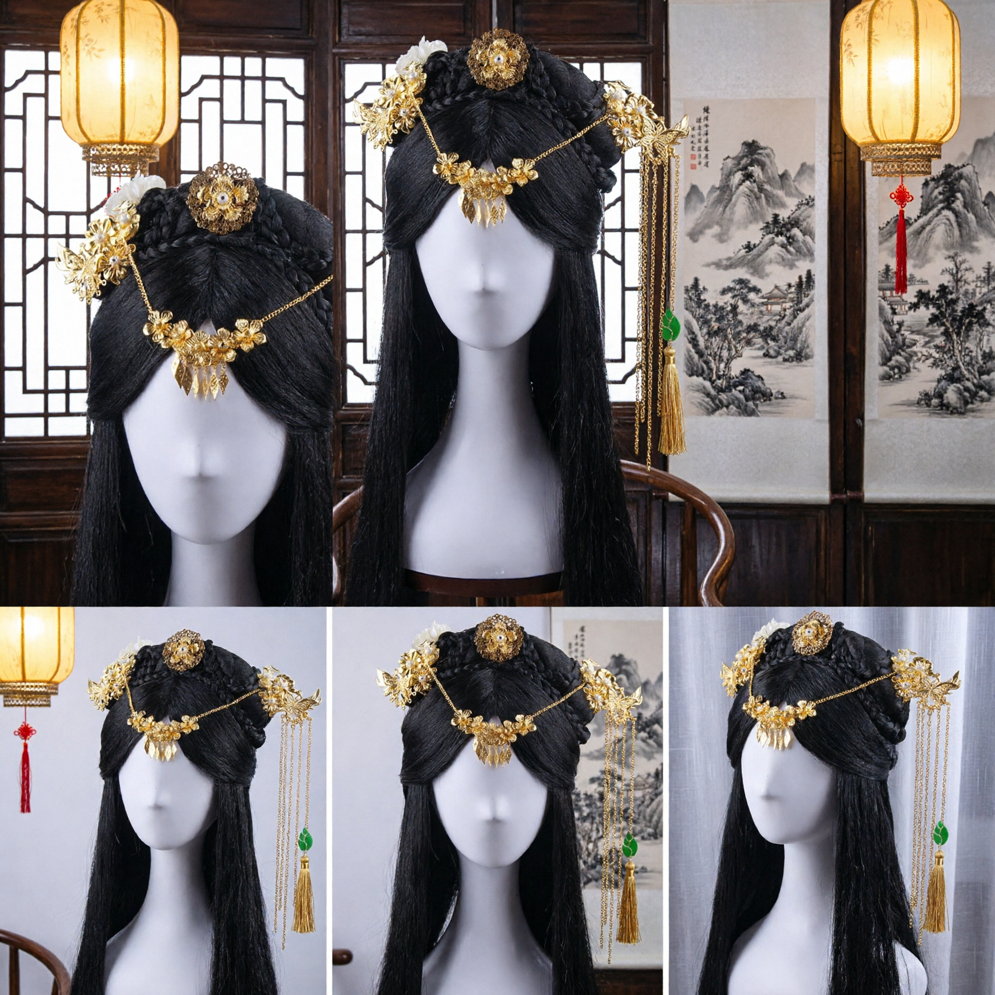 Oud Chinese Haarsieraden Gouden Franje Hoofdsieraad Hanfu Haarspelden voor Vrouwen Bruiloft Cosplay Feest - Asian Costume