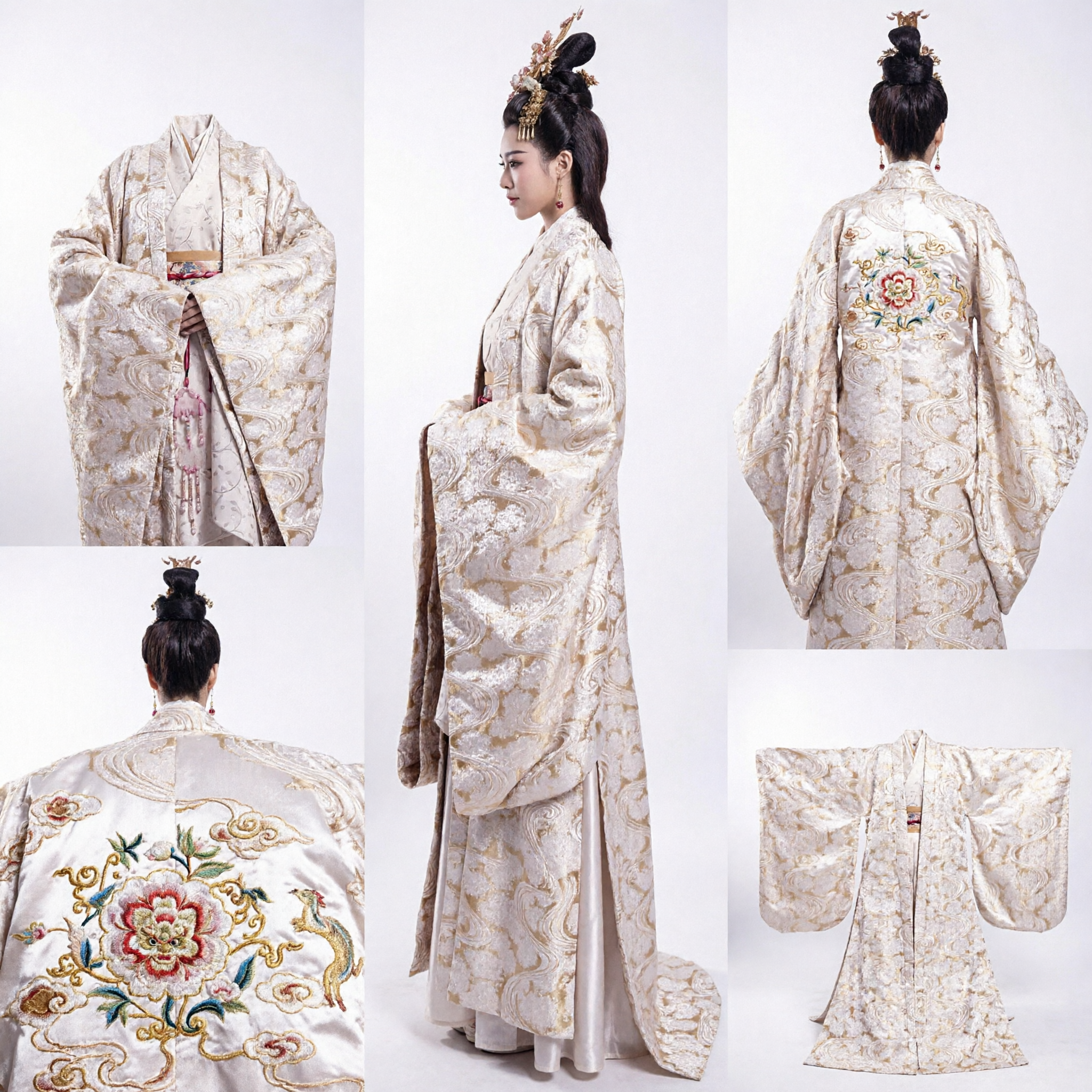 Costume Antico Cinese Imperatrice Hanfu Veste Bianca Broccato Oro Abbigliamento Tradizionale Period Drama per Donne - Asian Costume