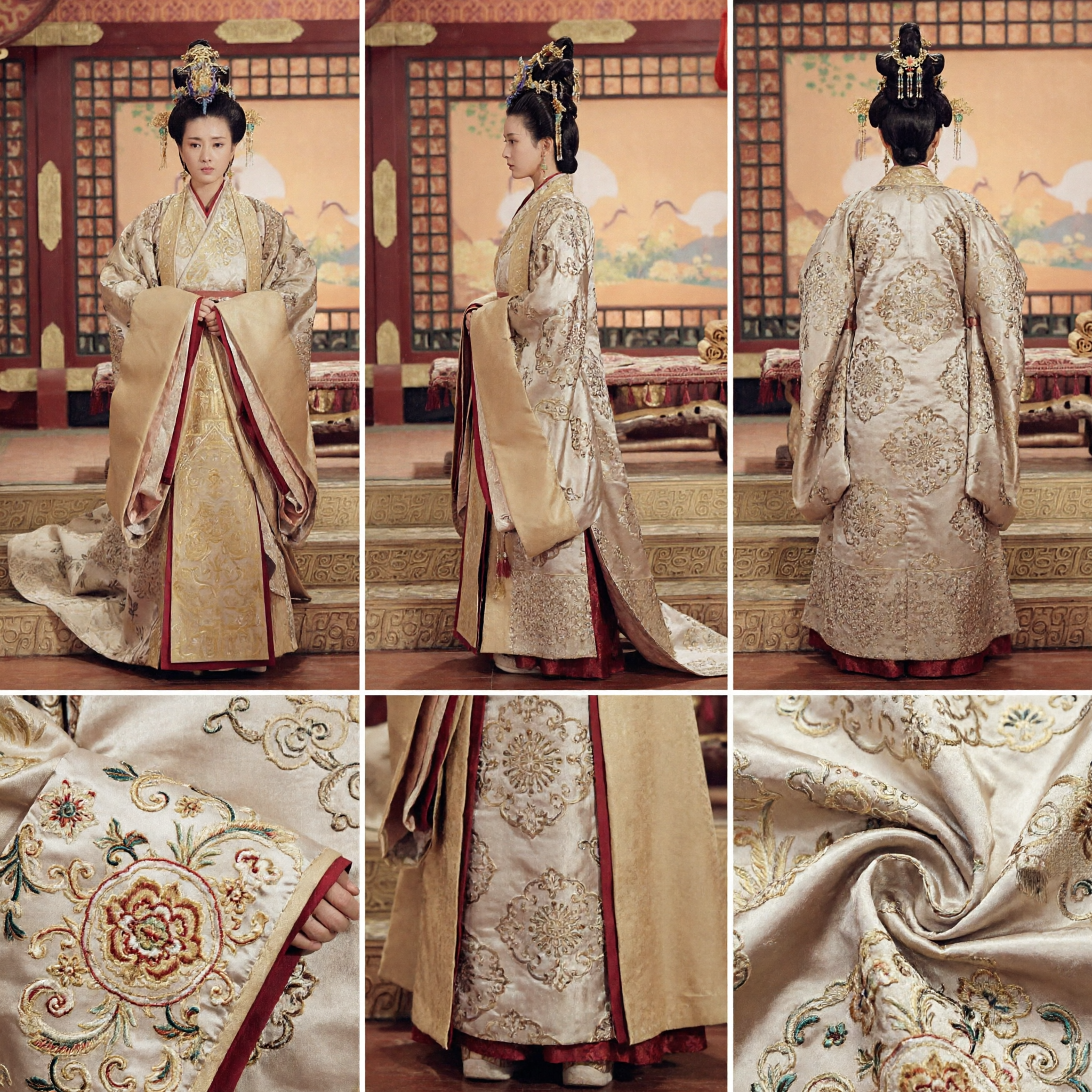 Traditionelles chinesisches Song-Dynastie-Kaiserinnen-Hanfu-Kostüm Gold besticktes antikes Prinzessinnenkleid für Frauen - Asian Costume