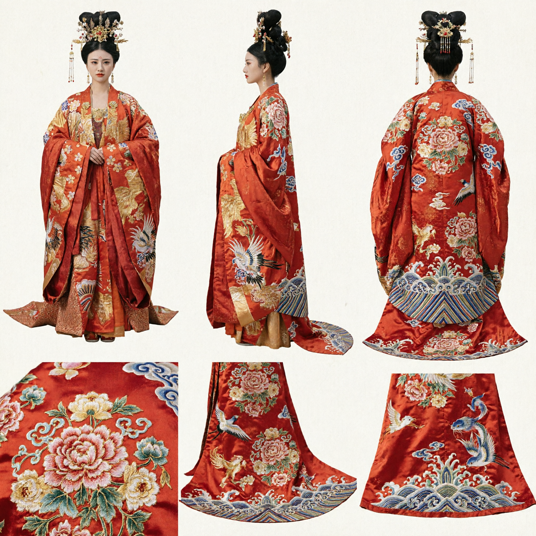 Vestido Hanfu Bordado Vermelho da Princesa da Dinastia Tang Chinesa Antiga Traje do Palácio Imperial Tradicional para Mulheres - Asian Costume