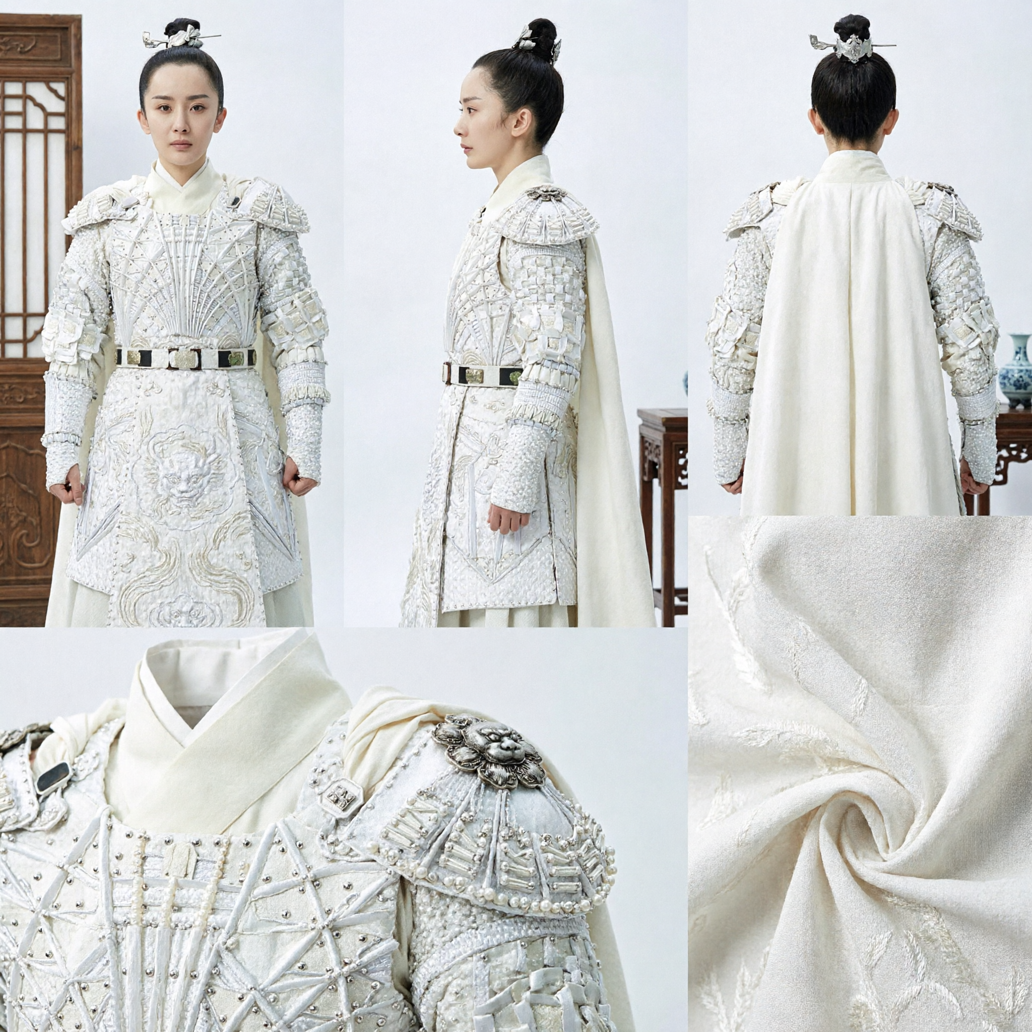 古代中国将軍 白鎧衣装 女性戦士コスプレ衣装 伝統的ハンフ服 - Asian Costume
