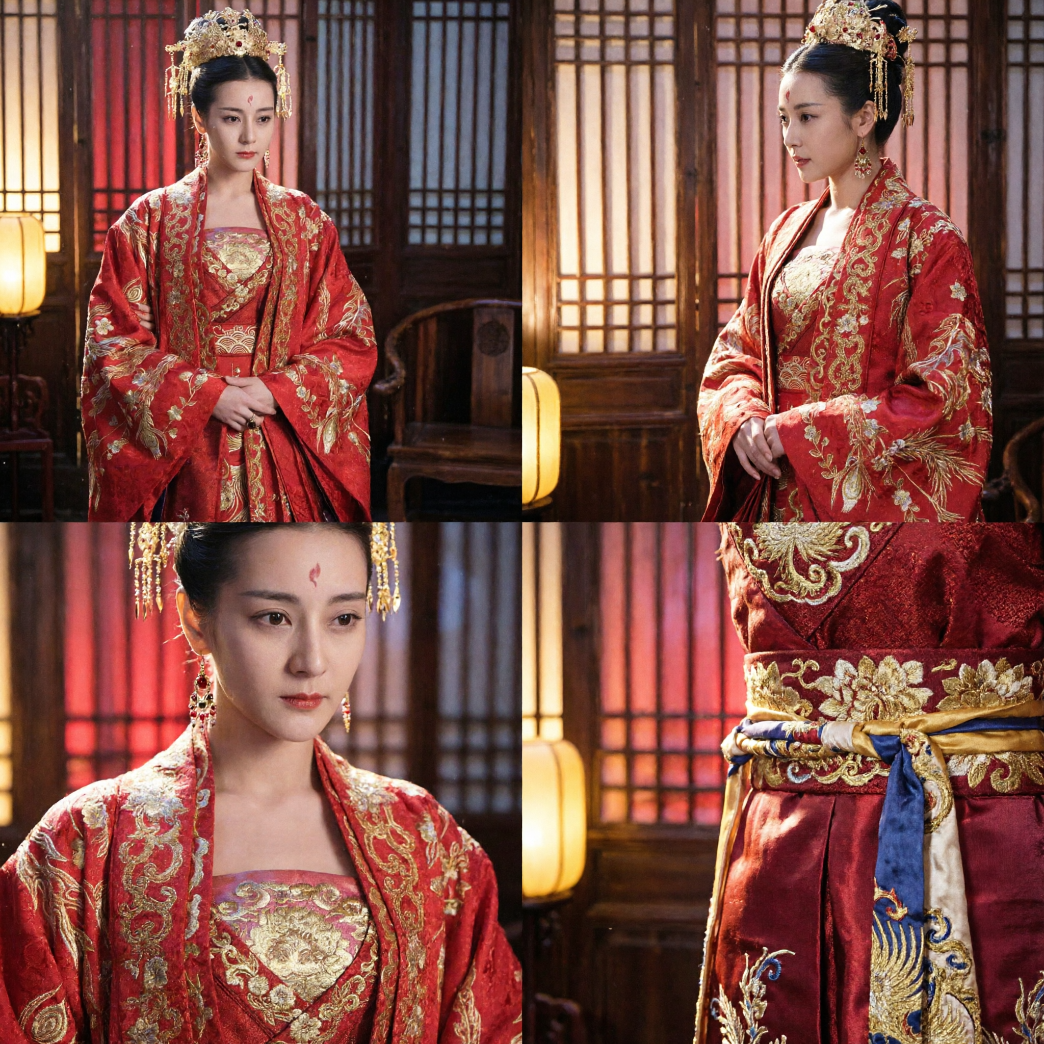 Chinese Traditionele Hanfu Oud Prinses Kostuum Rode Trouwjurk Goudborduurwerk Tang-dynastie Stijl voor Vrouwen Cosplay - Asian Costume