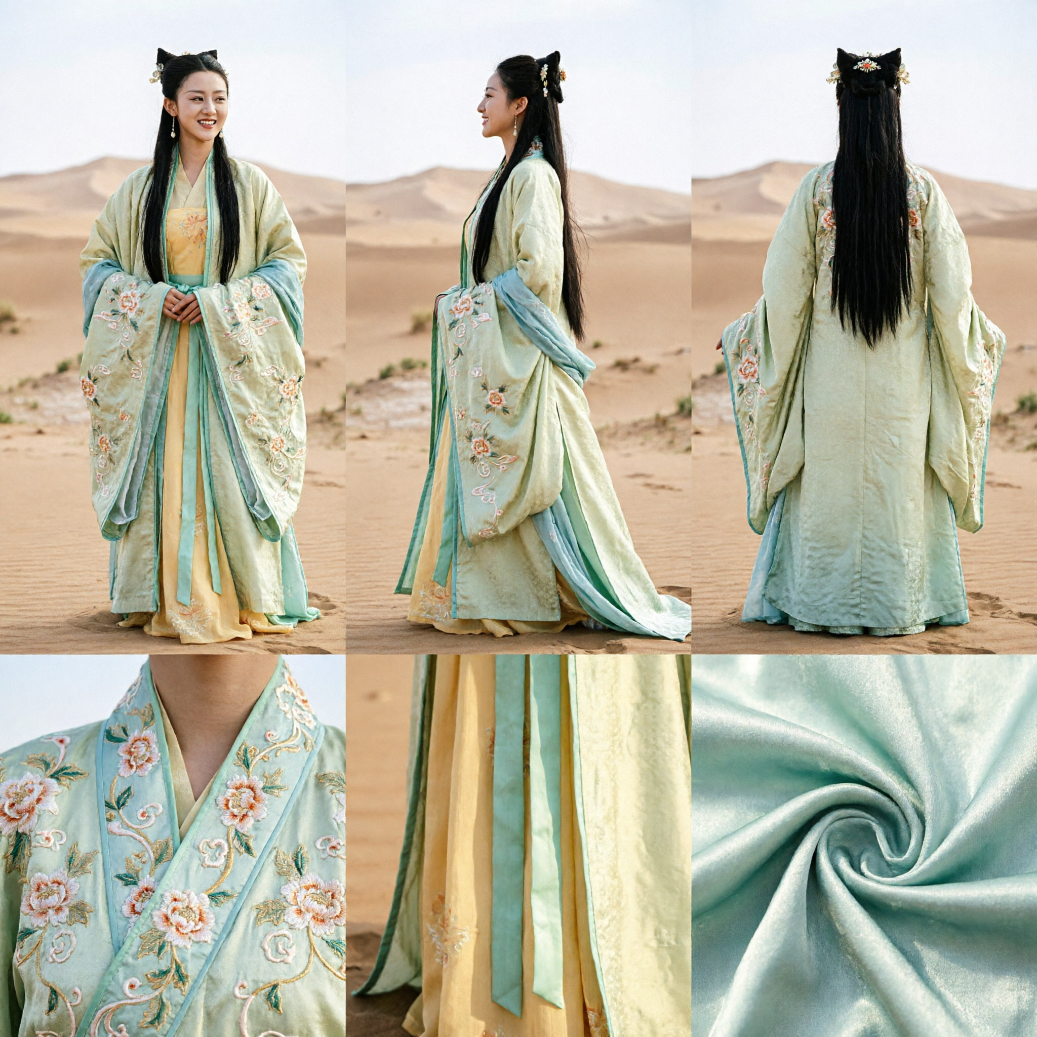 Traditionelles chinesisches Hanfu-Kostüm Antikes Tang-Dynastie Gelb-Grün Ruqun-Kleid für Frauen Cosplay - Asian Costume