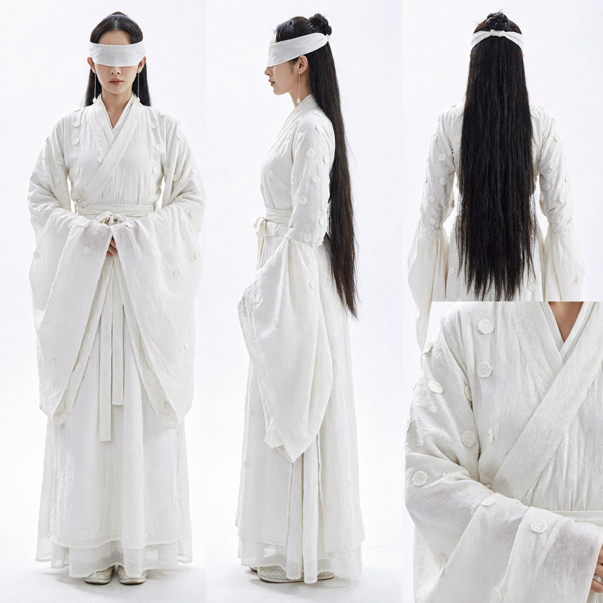 Traje Hanfu Blanco de la Antigua China para Mujeres Vestido Tradicional de Hada Xianxia para Cosplay y Fotografía - Asian Costume