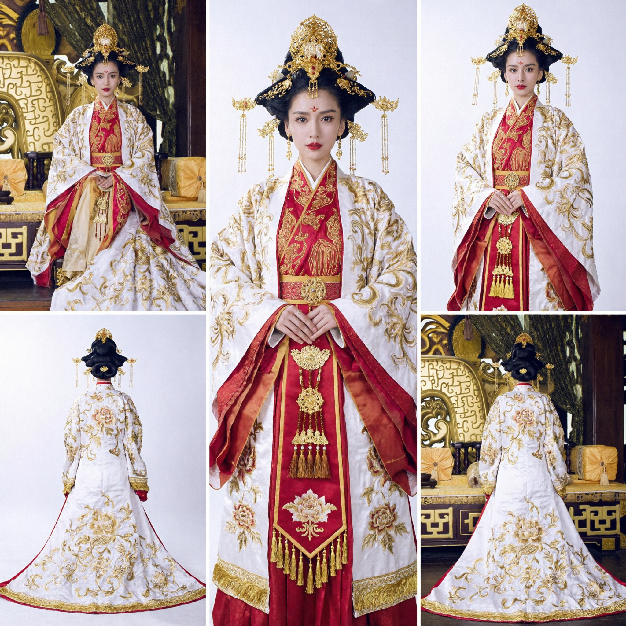 Traditionelles chinesisches Palast-Kaiserin-Hanfu-Kostüm für Frauen, Antikes königliches Hochzeitskleid mit Goldstickerei - Asian Costume