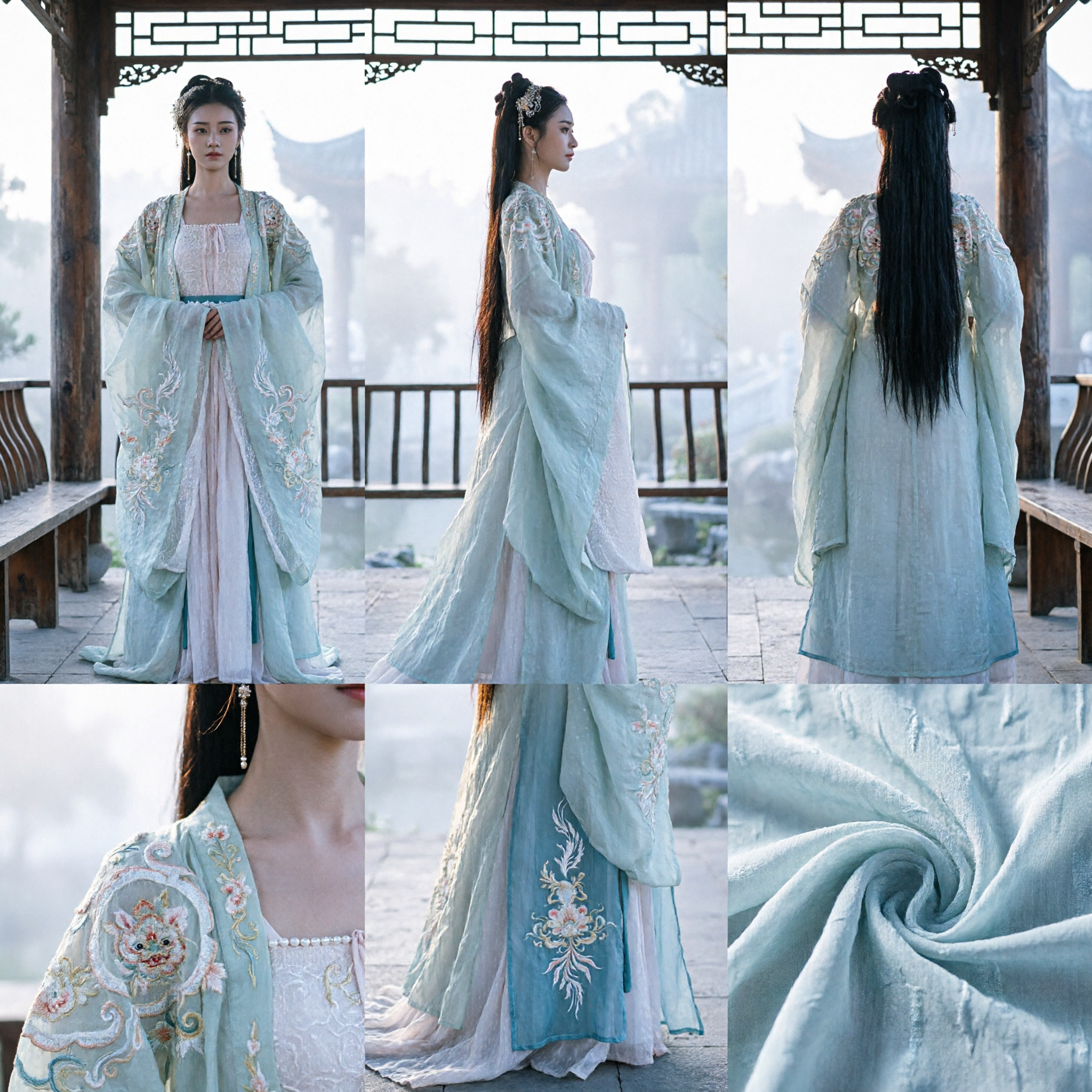 Elegante Costume Antico Tradizionale Cinese Hanfu, Abito da Fata in Tonalità Blu e Bianco per Donne, per Cosplay di Drammi Storici - Asian Costume