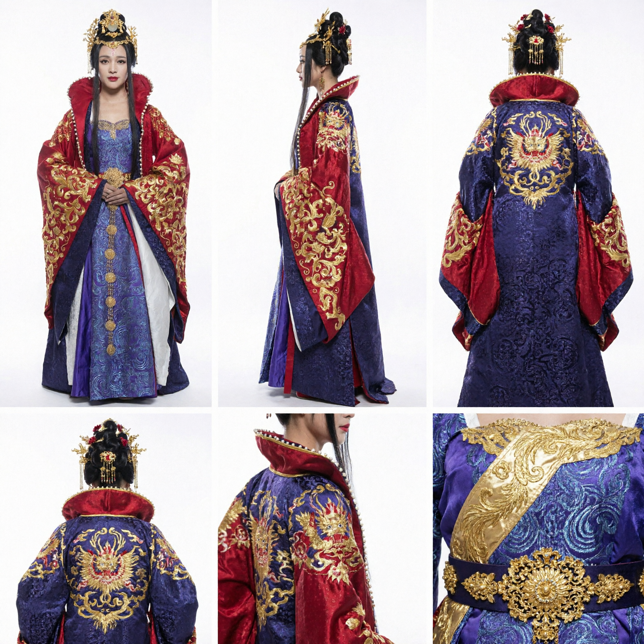 Traje de Emperatriz China Antigua Túnica Roja con Bordado Dorado Vestido Tradicional Hanfu de Reina de Palacio para Mujer Cosplay - Asian Costume