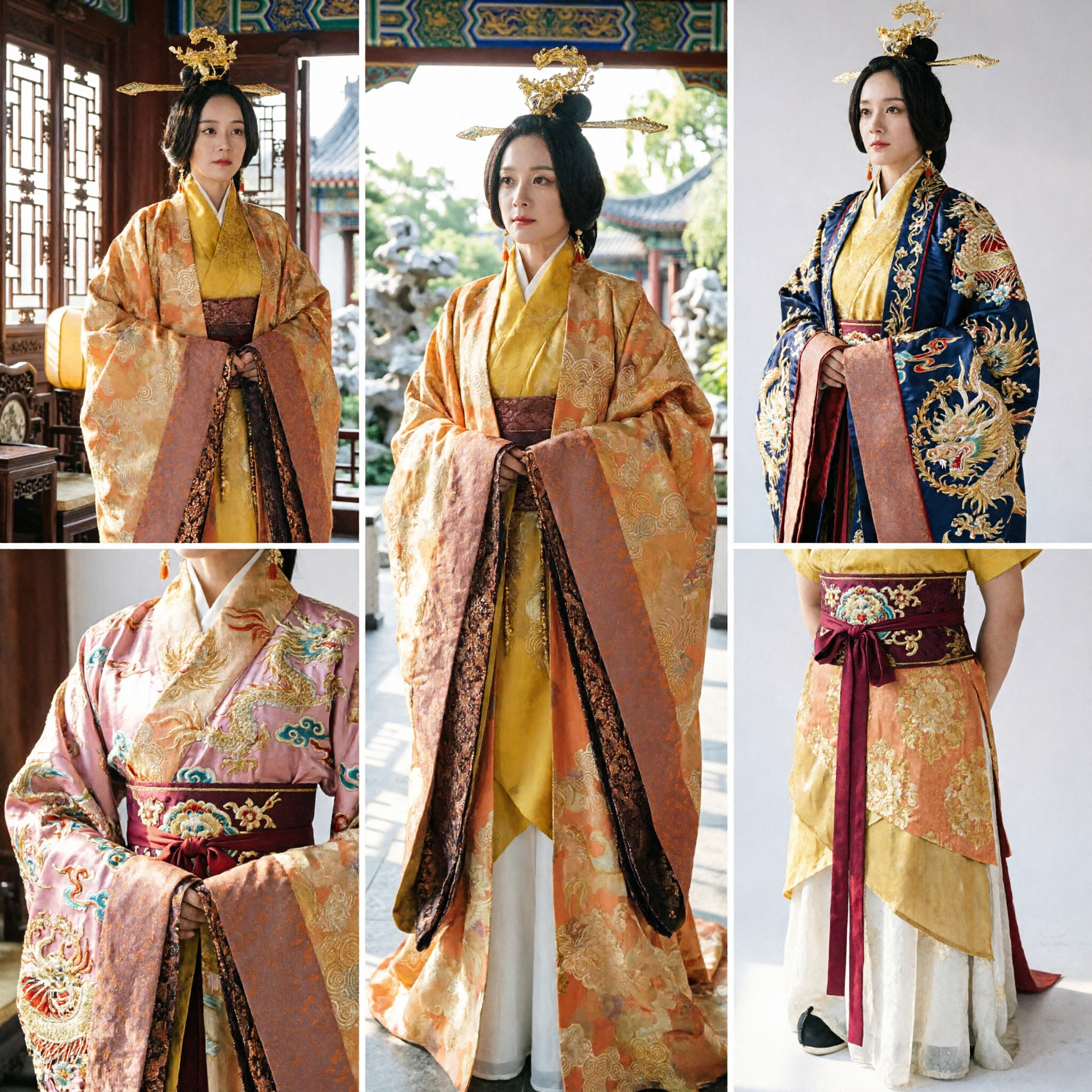Traje Antiguo Chino Hanfu para Mujer, Vestido Tradicional de Princesa Emperatriz Dorado, para Cosplay y Actuación - Asian Costume