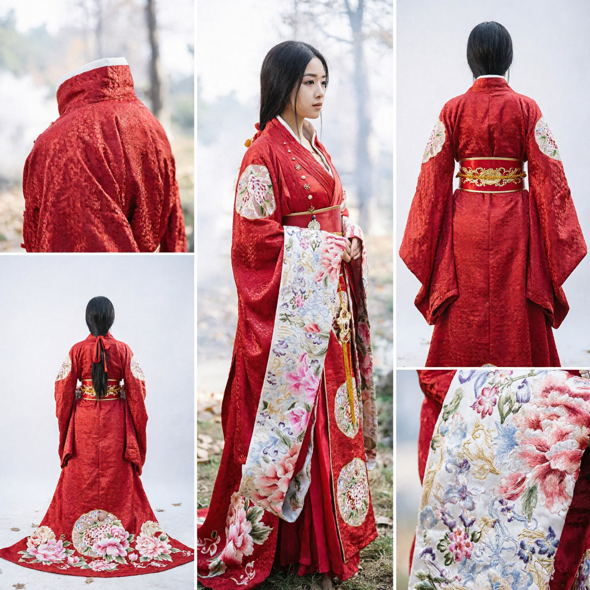 Elegant Traditioneel Chinese Rode Hanfu Oude Prinses Jurk Geborduurde Gewaad voor Vrouwen Bruiloft Cosplay - Asian Costume