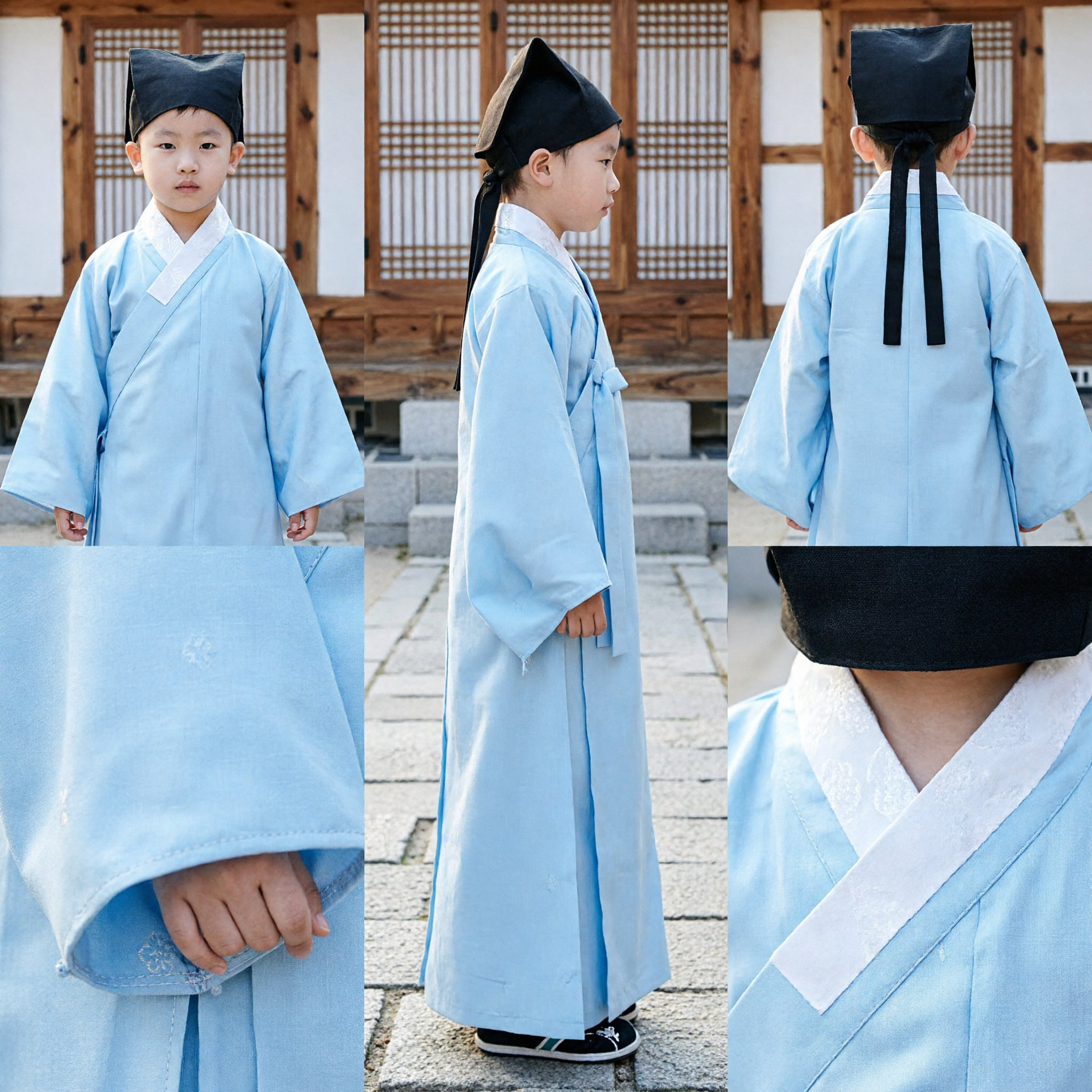 Robe Hanfu traditionnelle chinoise bleue, costume ancien de lettré pour enfants garçons pour spectacle culturel - Asian Costume