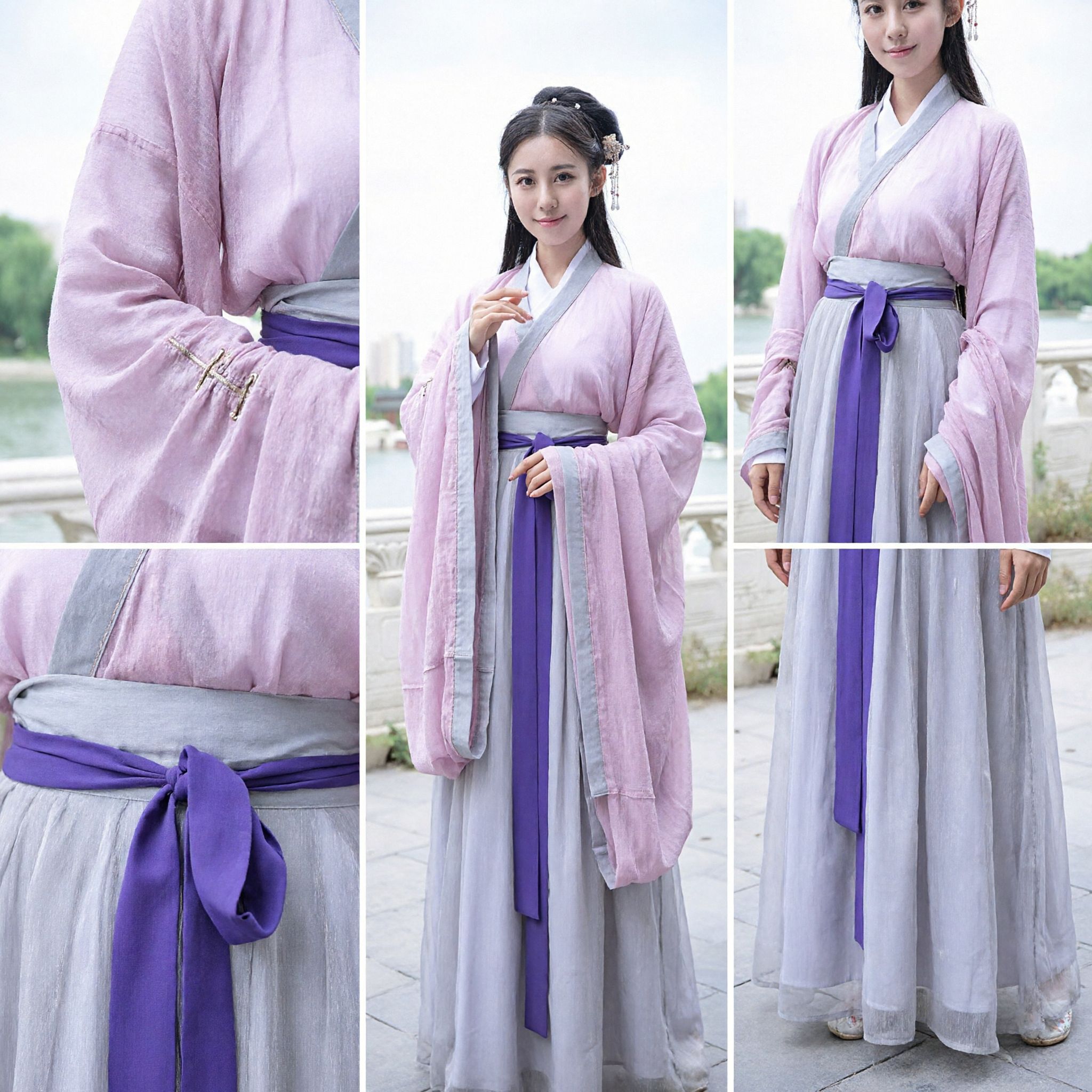 Traje Hanfu Tradicional Chinês Elegante em Rosa e Roxo, Vestuário Antigo para Mulheres, para Cosplay Histórico e Performance - Asian Costume