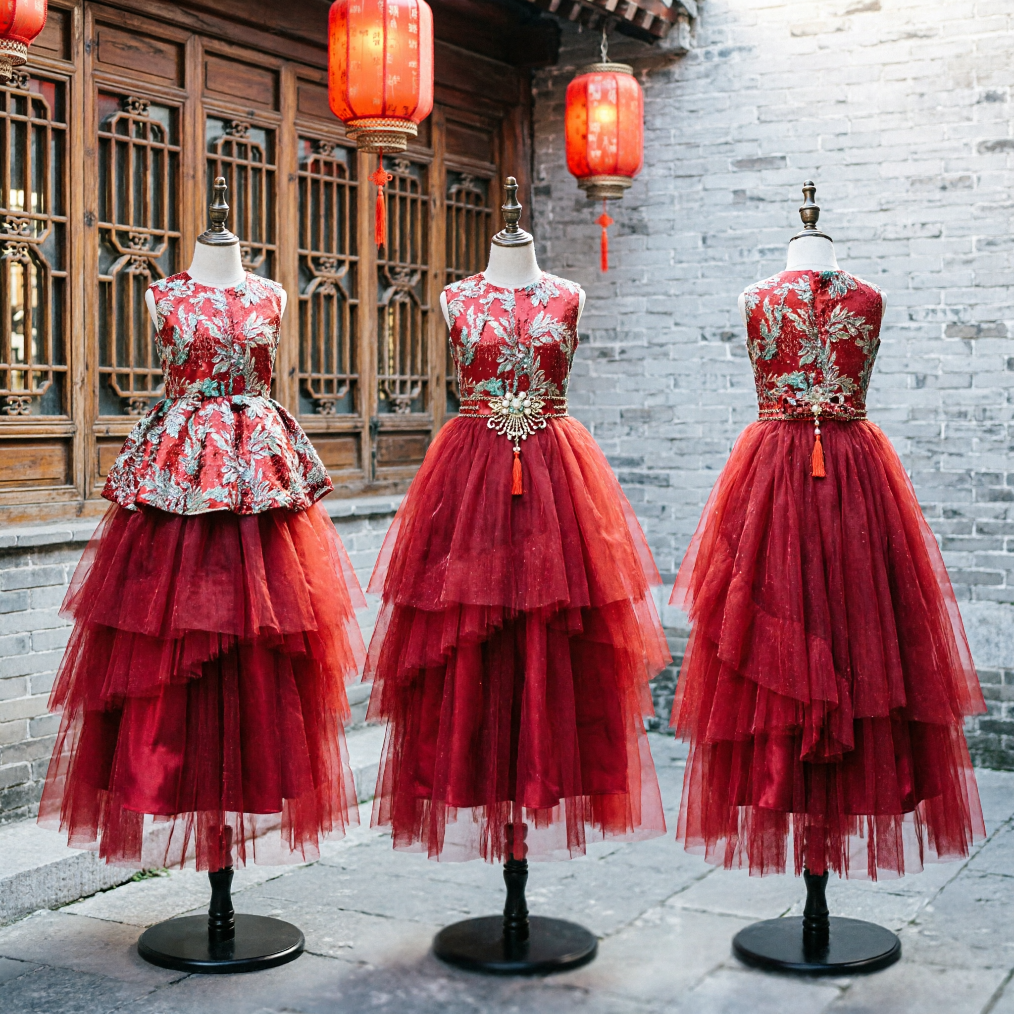 Изысканное традиционное китайское красное аксессуар для волос с кистями и серебряной вышивкой для свадебного костюма Ханьфу - Asian Costume