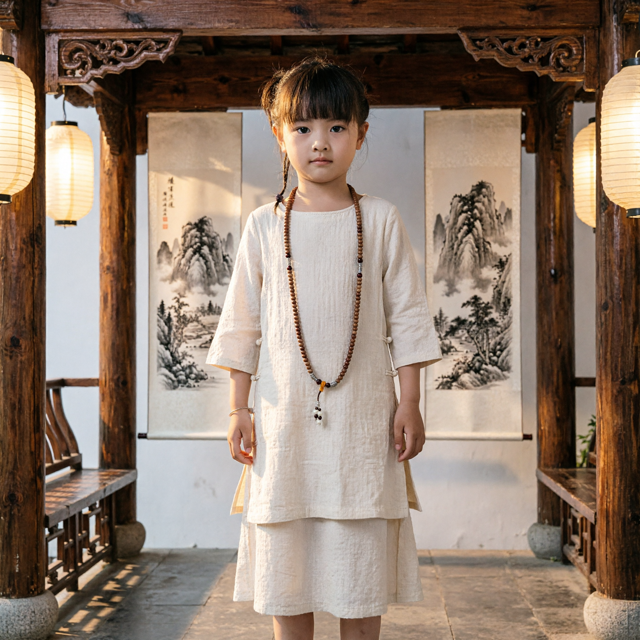 Kids Traditional Chinese Zen Monk Clothing White Linen Tang Suit for Martial Arts Tea Ceremony Performance - Asian Costume