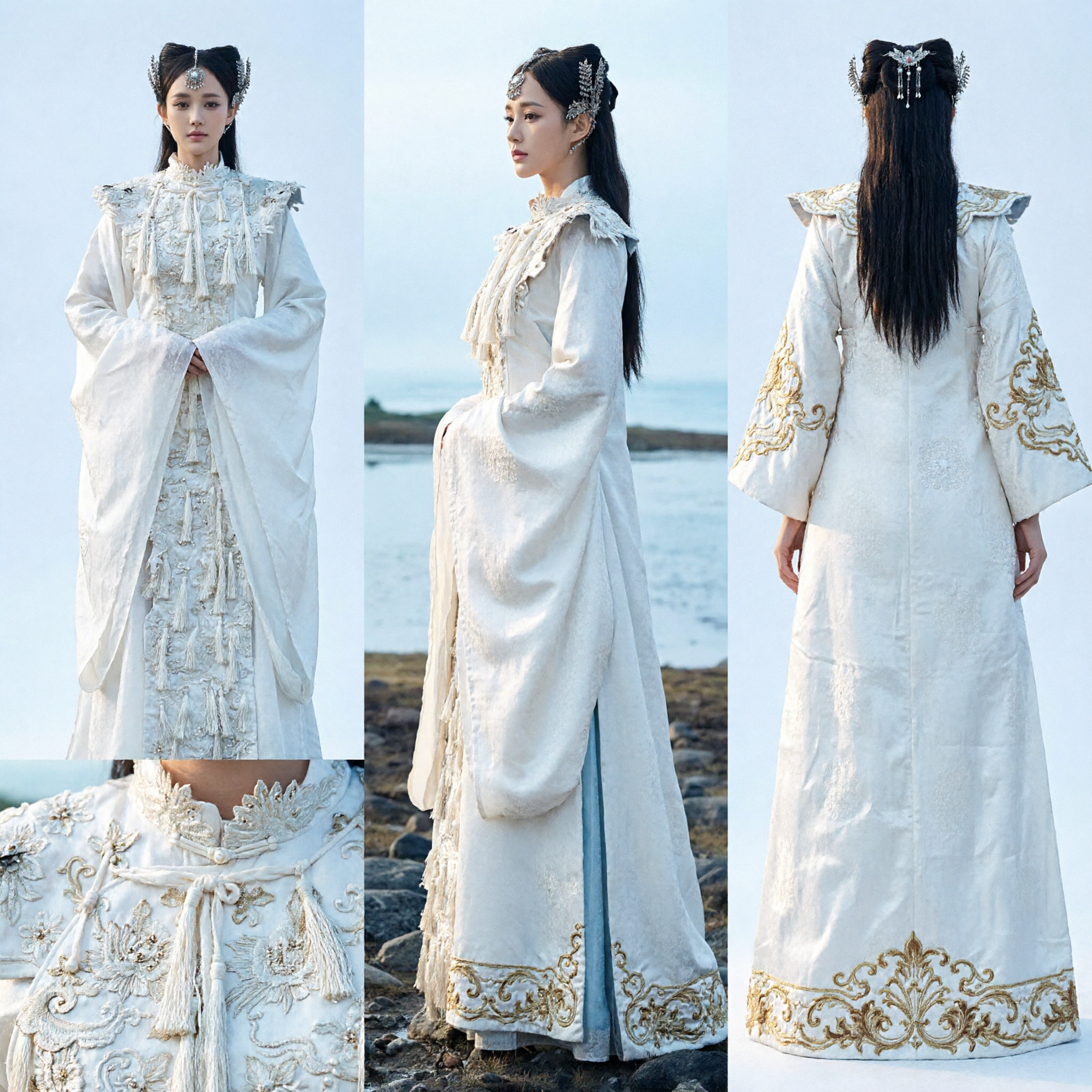 Traje Elegante de Fada Antiga, Hanfu Chinês Tradicional com Robe Bordado para Cosplay - Asian Costume