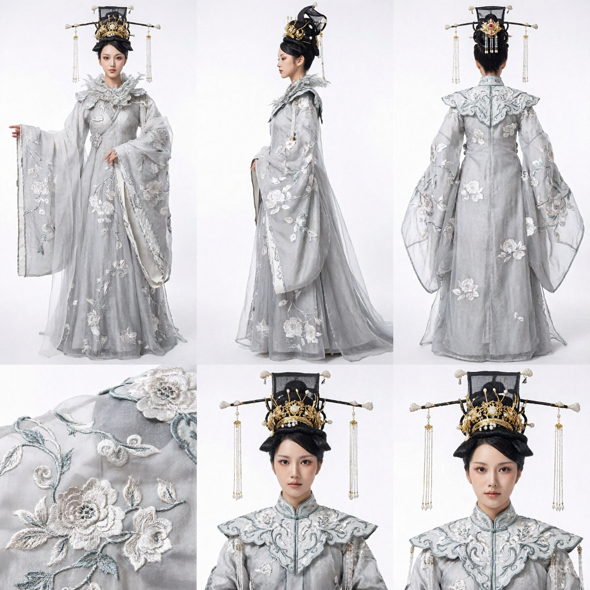 زي هانفو صيني قديم فاخر - فستان جنية أبيض ورداء إمبراطورة تقليدي للنساء لعروض التنكر - Asian Costume