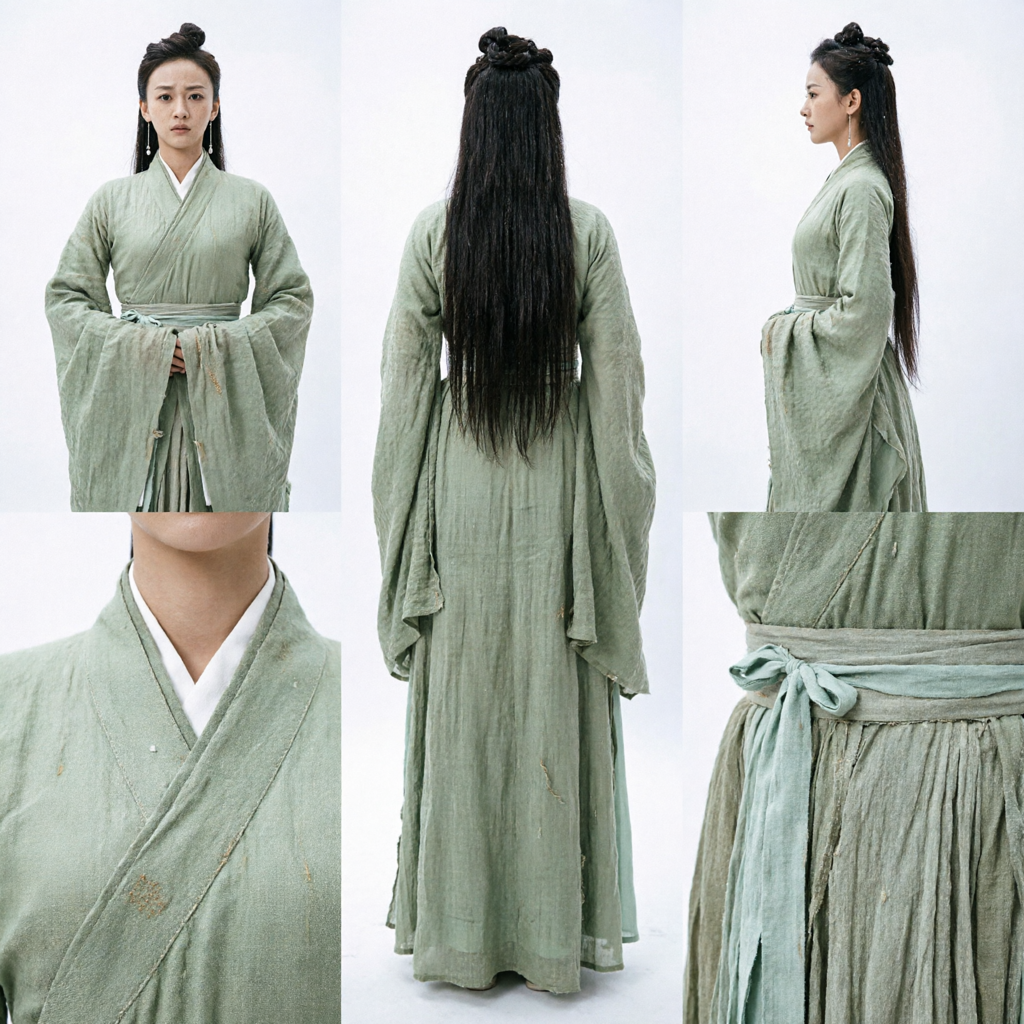 Antikes chinesisches Hanfu Grünes Traditionelles Historisches Kostüm für Frauen Wuxia-Kampfkunst Cosplay-Kleid - Asian Costume