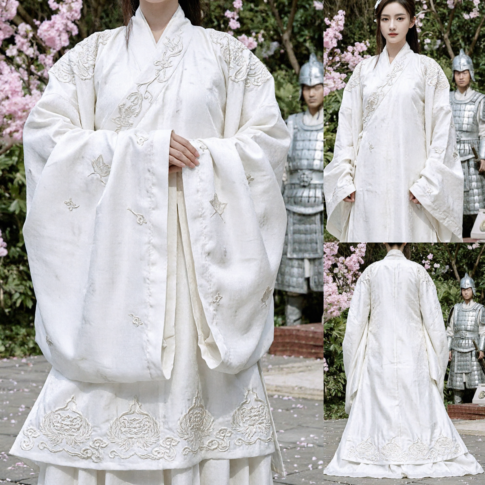 Elegantes weißes traditionelles chinesisches Hanfu Antikes Kostüm für Frauen Historisches Drama und Pipa-Aufführung - Asian Costume
