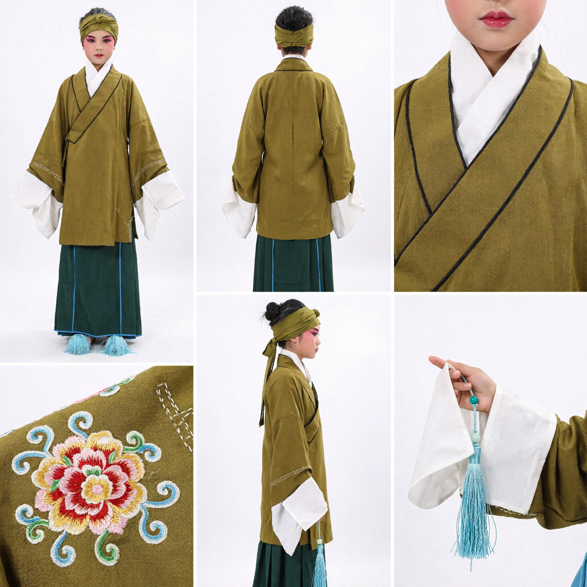 Kinderen Chinese Opera Kostuum Oude Geleerde Groen Gewaad Traditioneel Optreden Outfit voor Jongens - Asian Costume