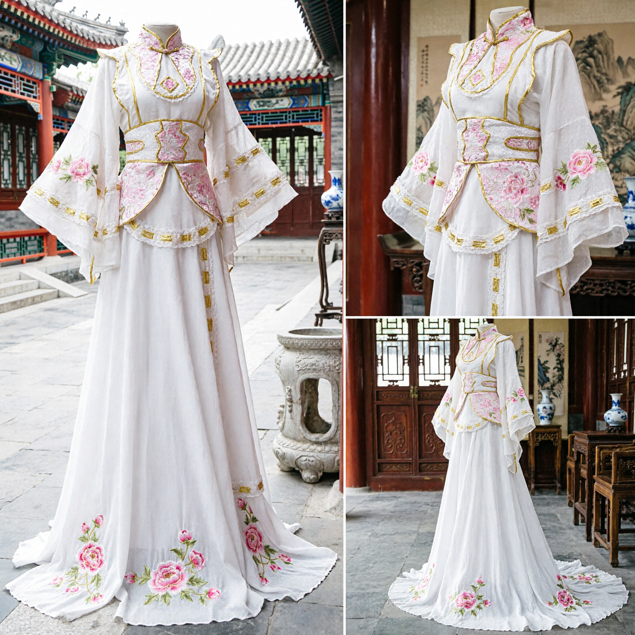 Elegant White Chinese Hanfu Ancient Fairy Costume Traditional Goddess Dress for Women Stage Performance Cosplay - Asian Costume