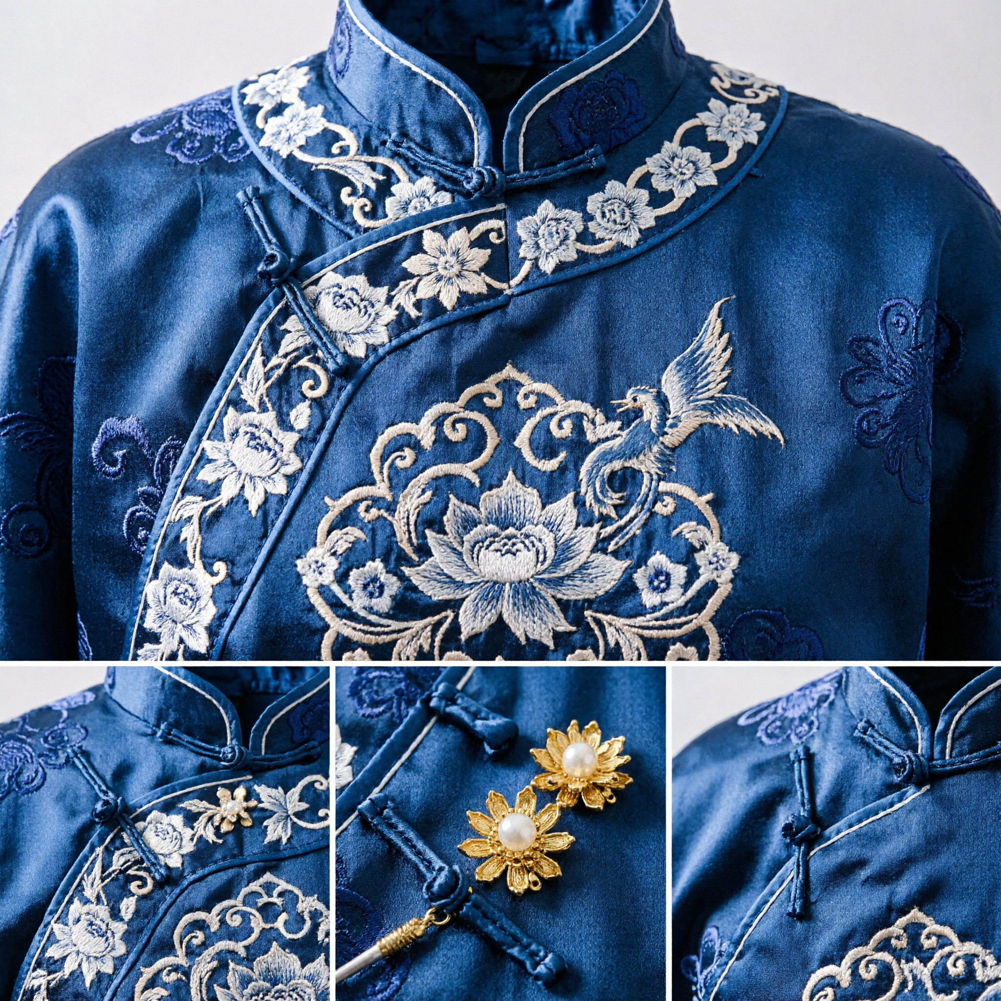 Традиционная китайская шпилька-бабочка с золотой филигранью и жемчугом для свадебного костюма ханьфу - Asian Costume