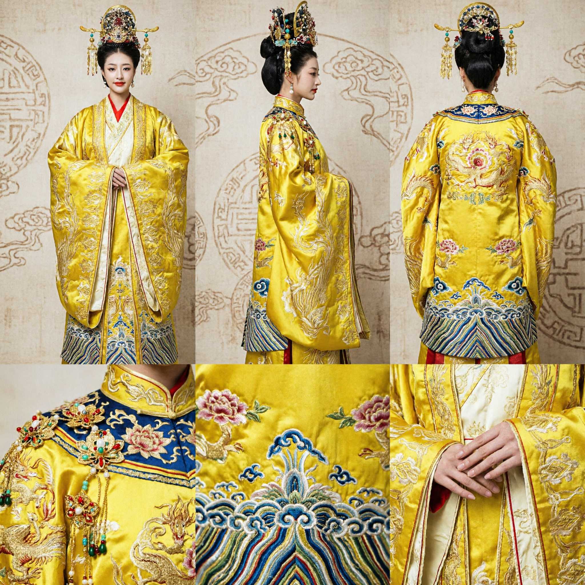 Costume Hanfu Jaune d'Impératrice Chinoise Ancienne - Robe Impériale de la Dynastie Tang pour Femmes - Cosplay - Asian Costume