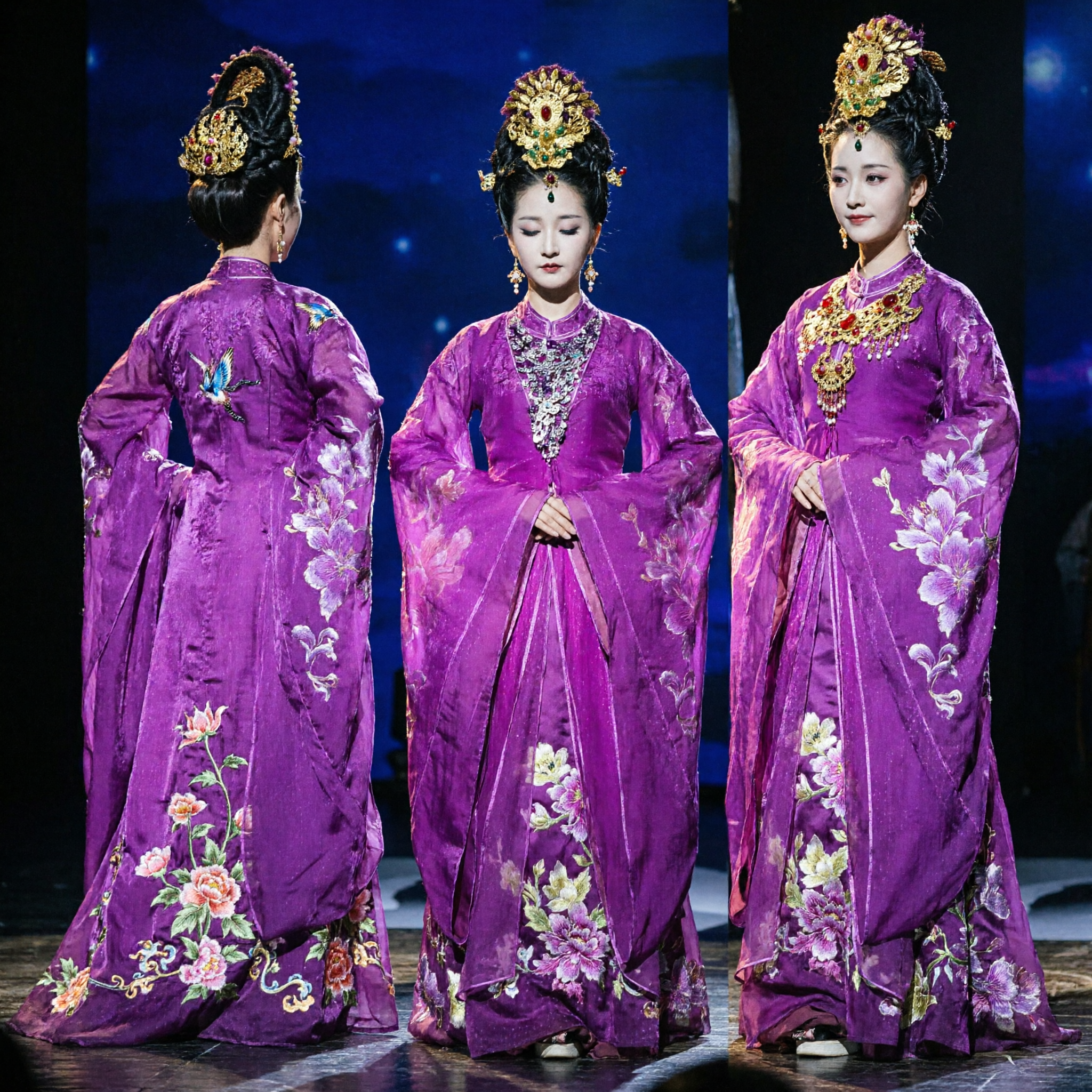 Costume Tradizionale Cinese Hanfu Viola per Imperatrice Antica di Palazzo per Donne Abito da Spettacolo Storico per Cosplay - Asian Costume