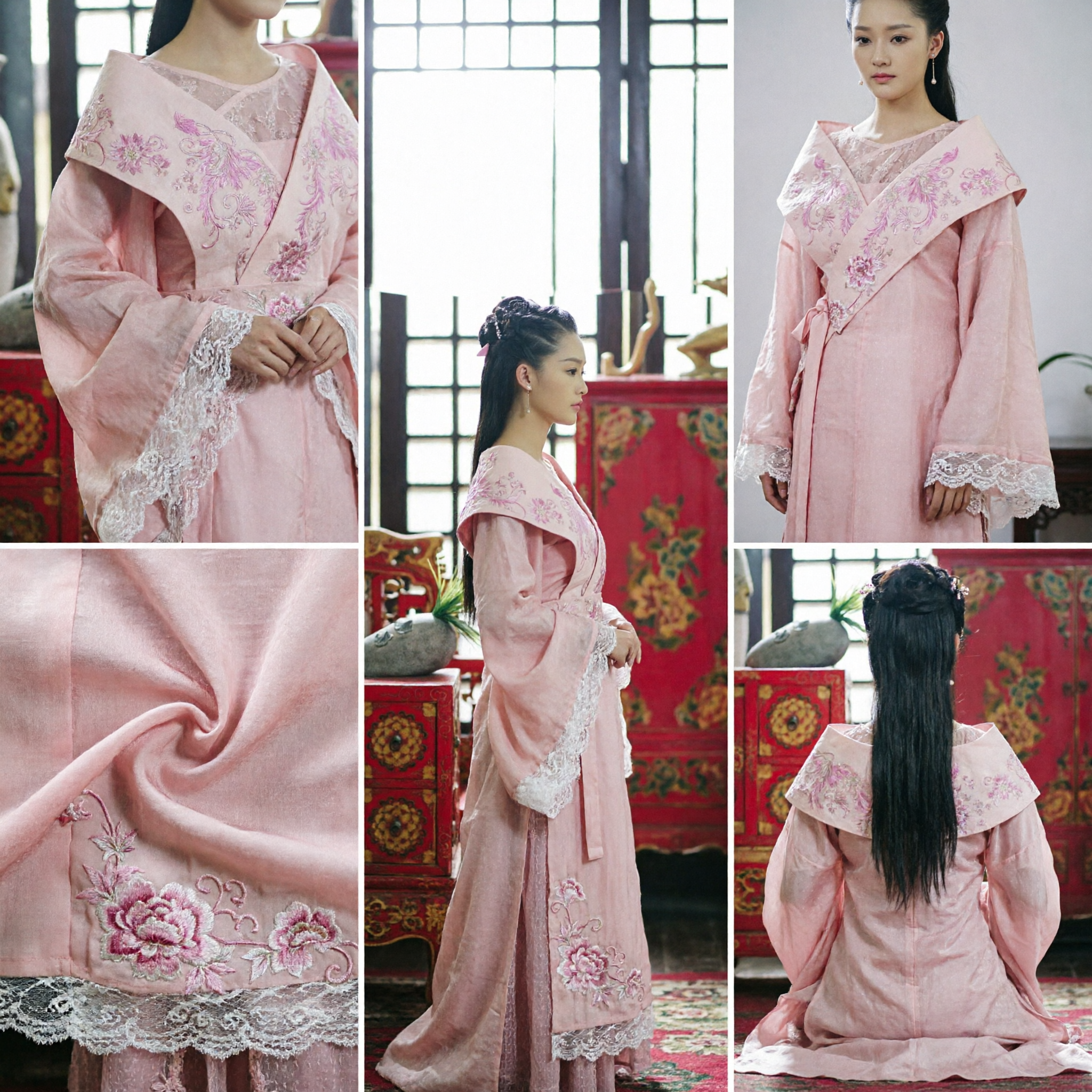 Costume Hanfu Cinese Rosa Tradizionale Antico Abito da Principessa Ricamato per Donne Cosplay e Spettacoli - Asian Costume