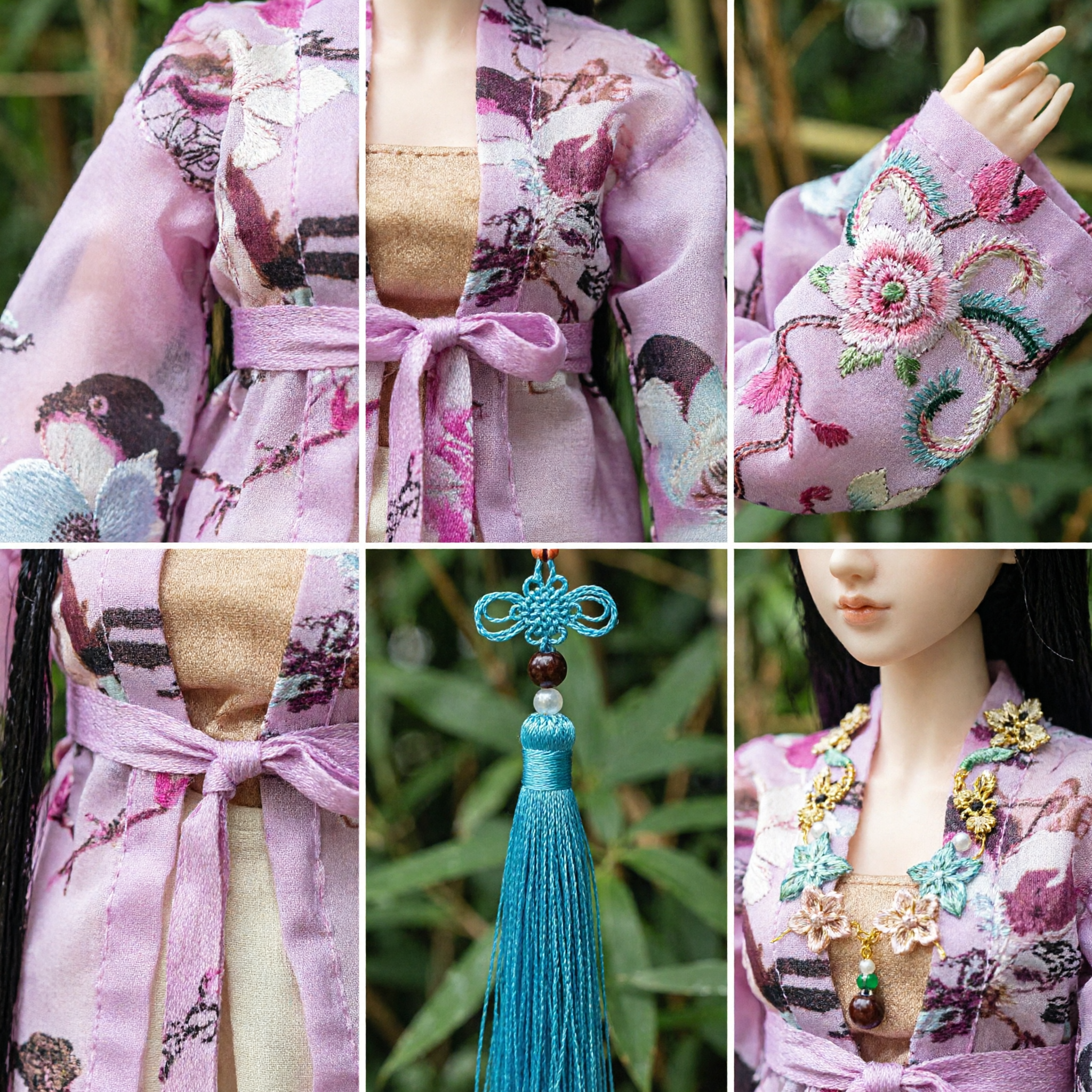 Costume Hanfu chinois traditionnel rose élégant pour poupées BJD, robe de princesse de style ancien avec éventail et accessoires capillaires - Asian Costume