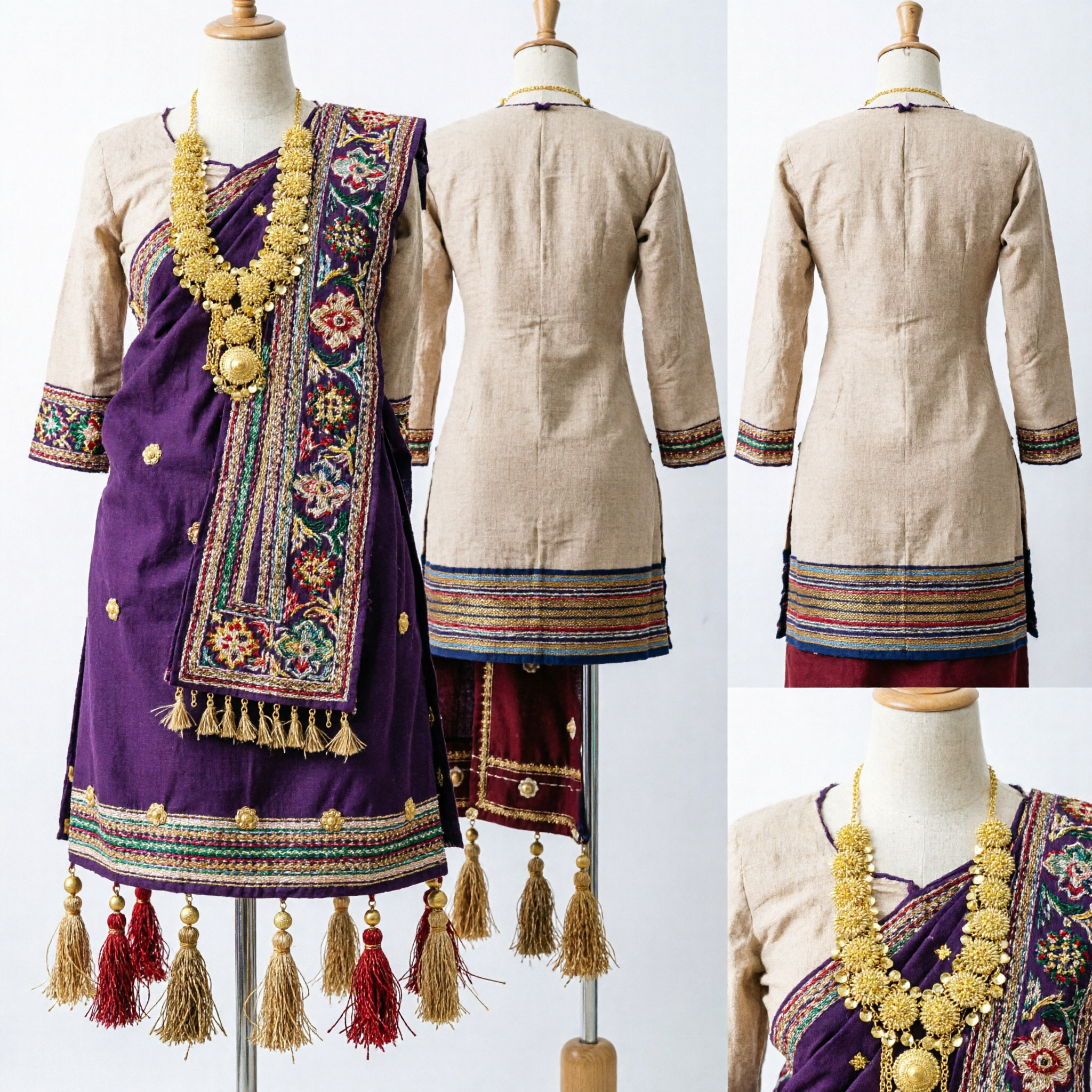 Collana Tradizionale Indiana Kasu Malai con Monete, Gioielleria Nuziale, Lunga Catena Etnica per Donne e Danzatrici - Asian Costume