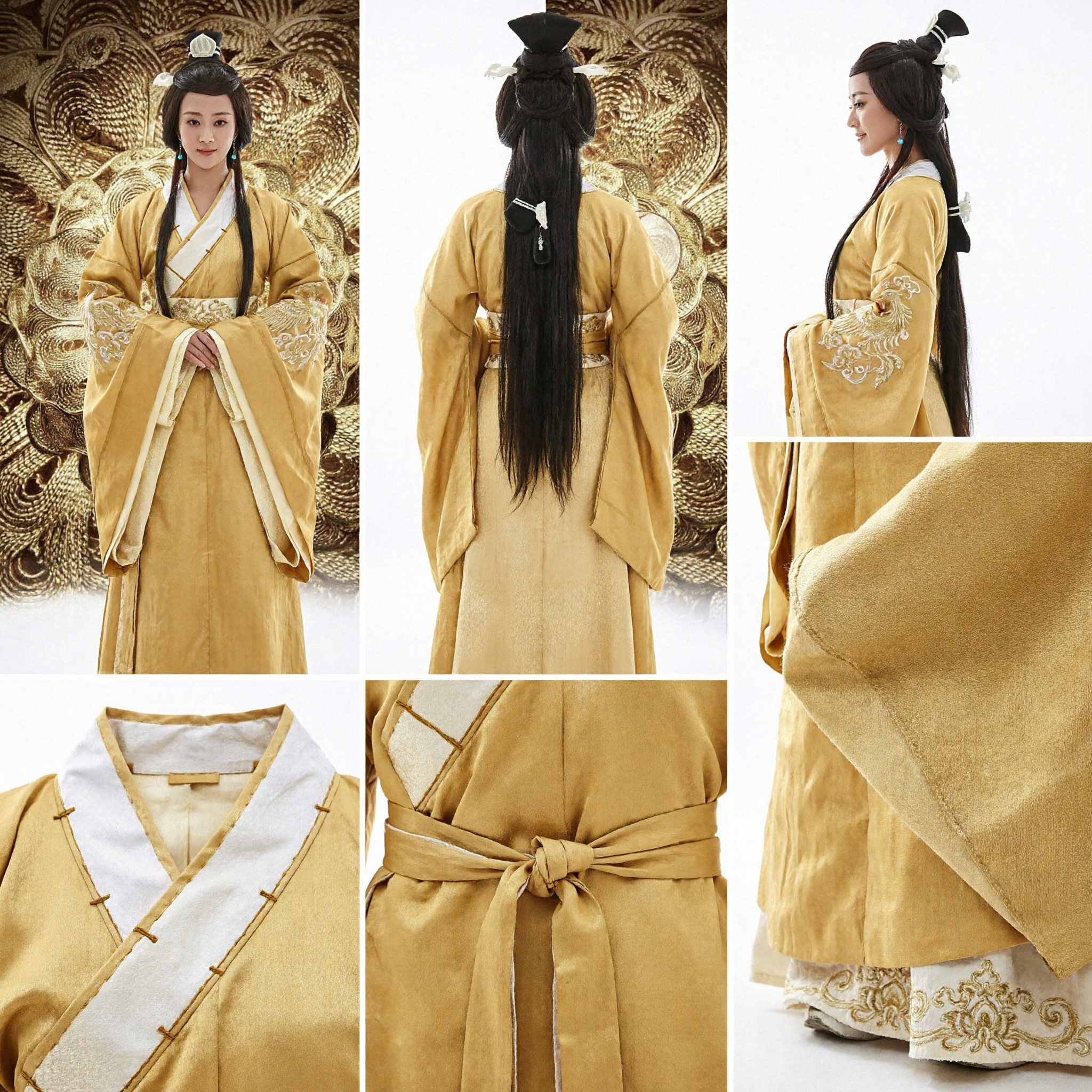 Costume Hanfu Traditionnel Chinois Élégant Jaune - Robe Ancienne de Princesse pour Femme - Tenue de Cosplay Historique - Asian Costume