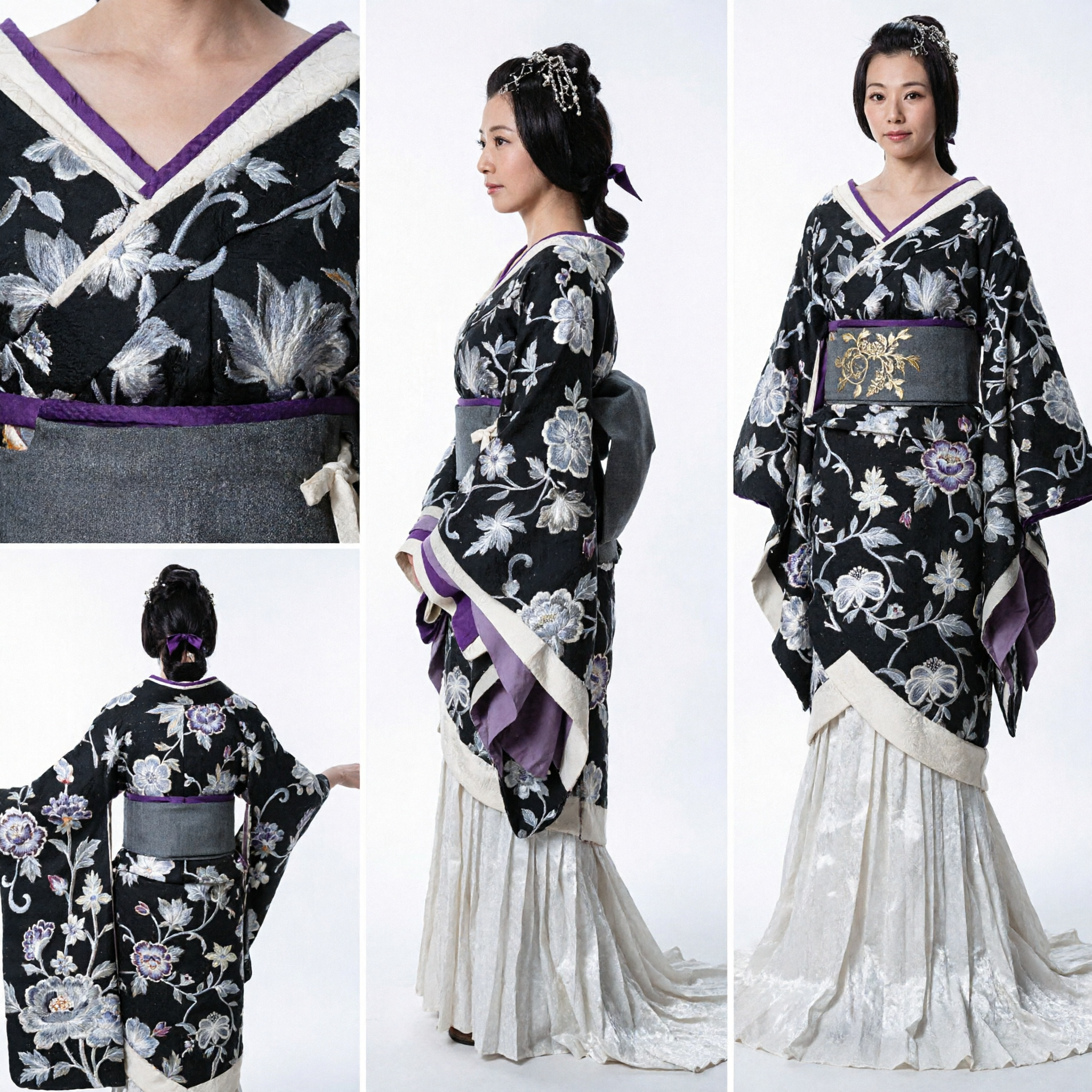 Traje Tradicional Chinês Hanfu Vestido Preto Floral da Imperatriz da Dinastia Han Traje Antigo de Princesa para Mulheres Cosplay - Asian Costume