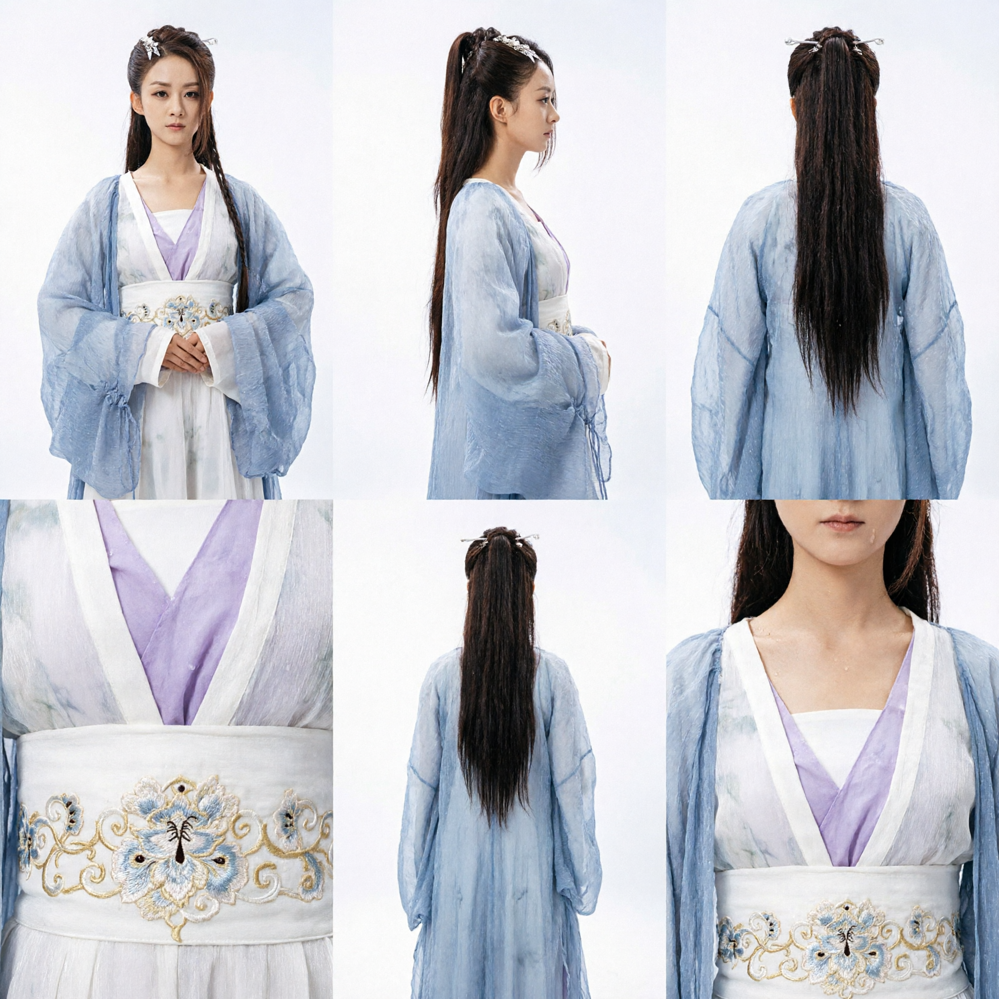 Traje Hanfu Tradicional Chino Vestido de Princesa Antigua Bata Exterior Azul Transparente para Mujer Cosplay - Asian Costume