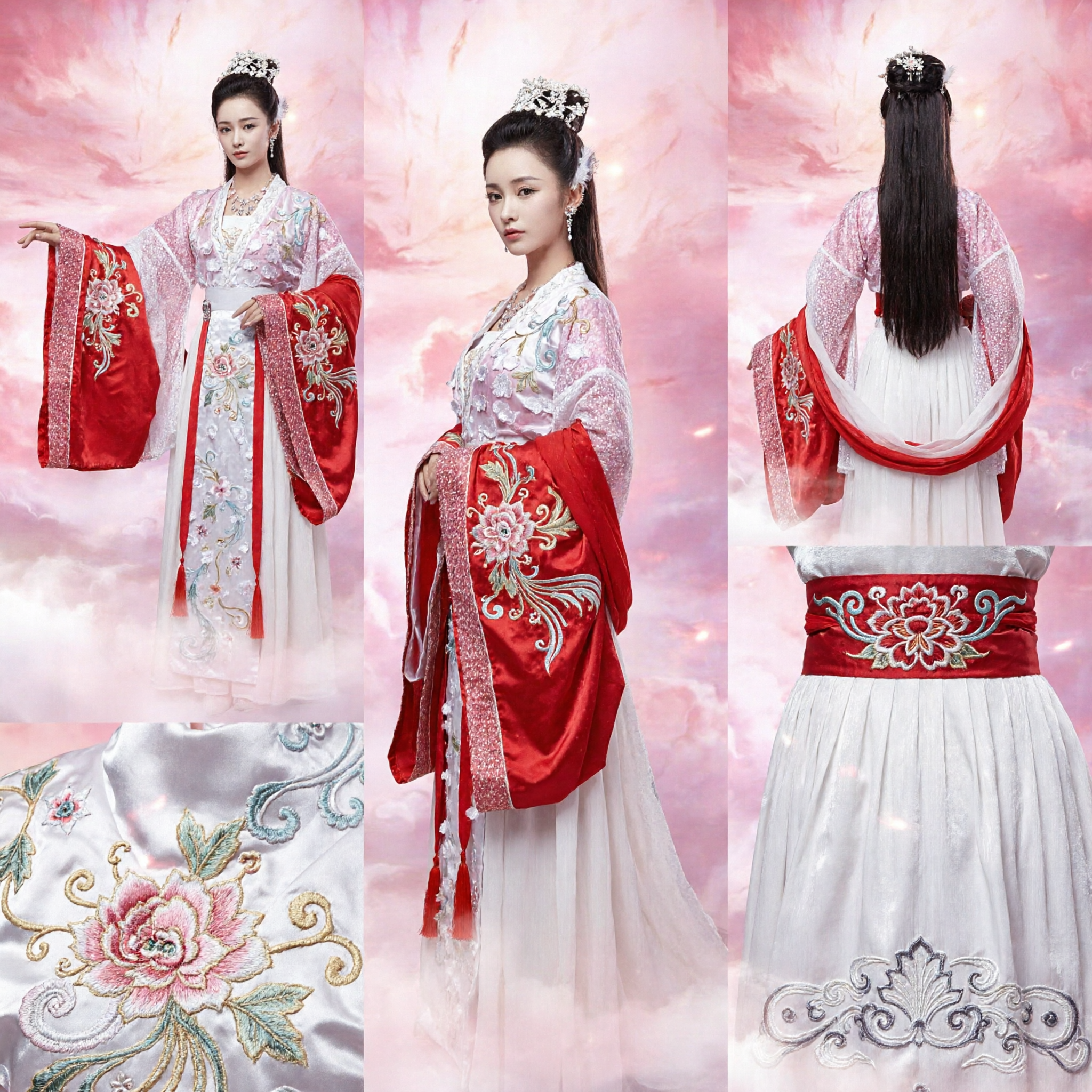 Elegante Traje Hanfu de Princesa Antiga Chinesa Vestido de Fada para Mulheres com Mangas Longas e Fluídas para Cosplay e Performance - Asian Costume