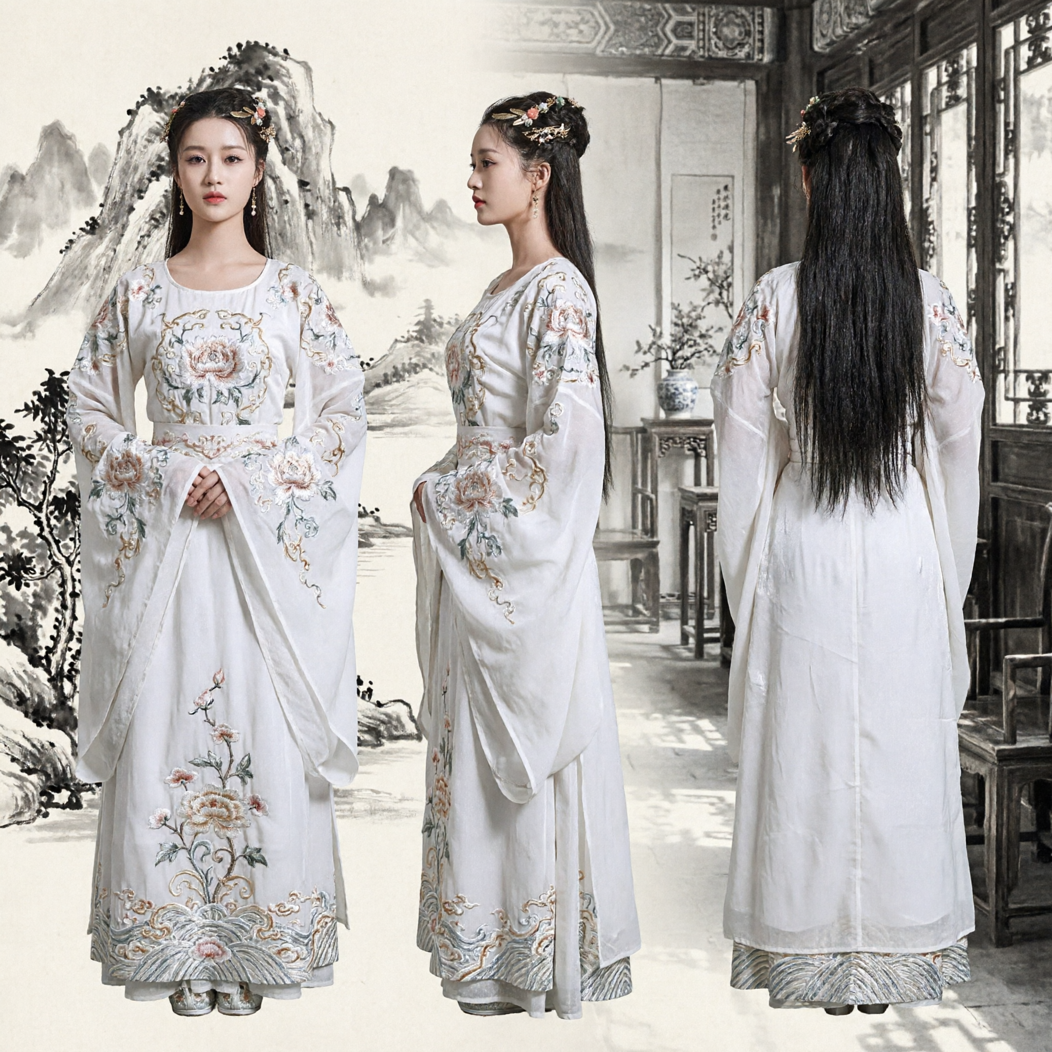 Traje Tradicional Chino Hanfu Blanco Traje Antiguo Elegante Vestido de Hada para Mujeres Cosplay Histórico para Actuaciones - Asian Costume