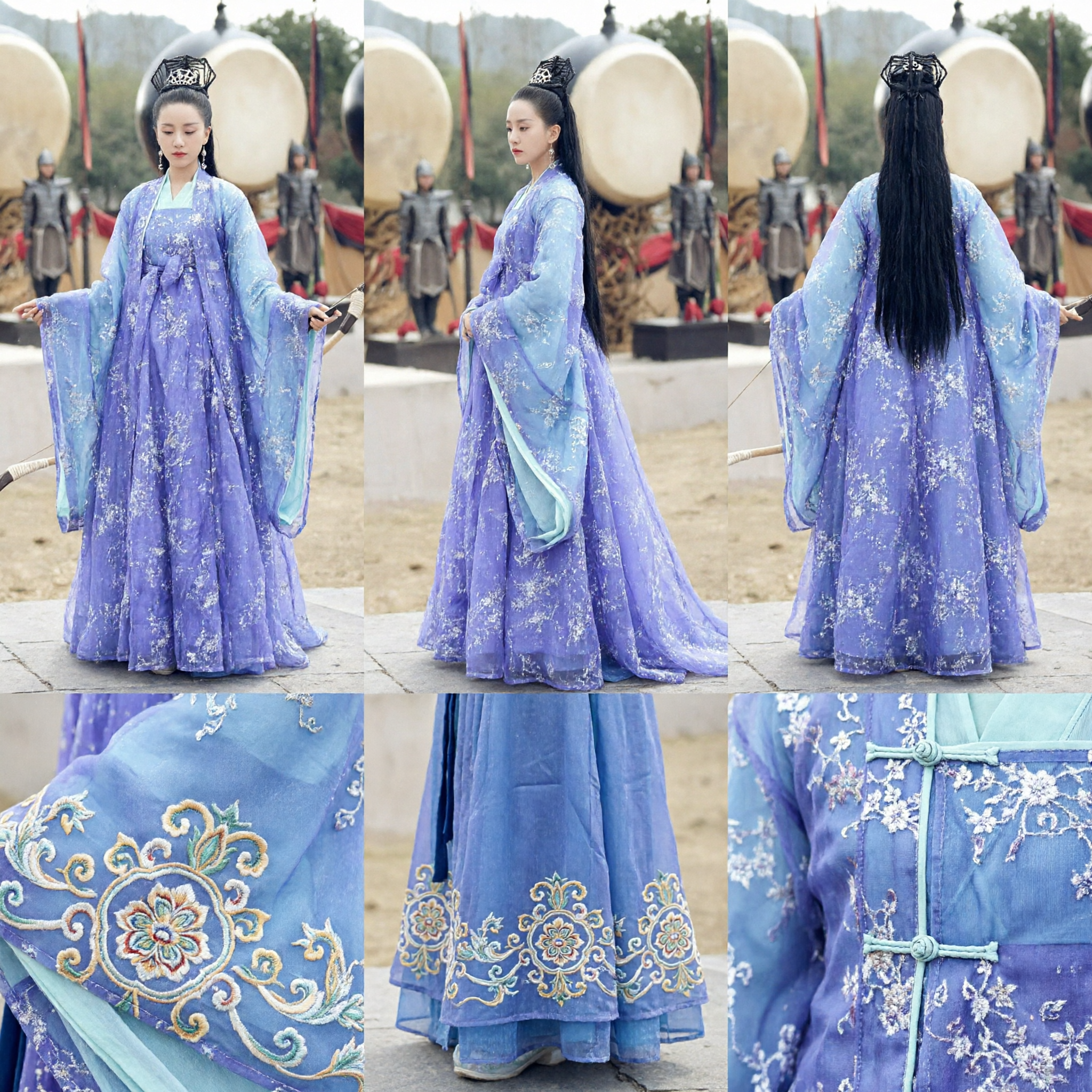 Chinees Oud Paars Bloemen Prinses Hanfu Kostuum Traditionele Historische Dramakleding voor Vrouwen - Asian Costume
