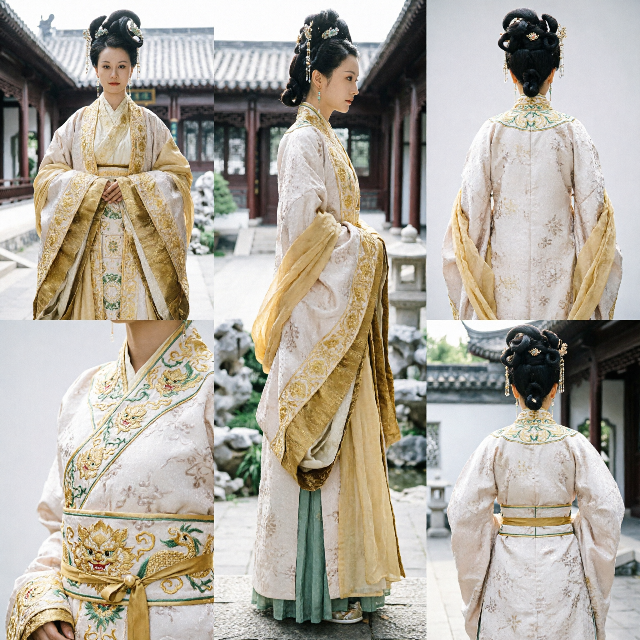 Traje Tradicional Chino Hanfu de Dama de Palacio, Vestido Antiguo de Mangas Anchas con Bordado Dorado para Actuación y Cosplay de Mujeres - Asian Costume