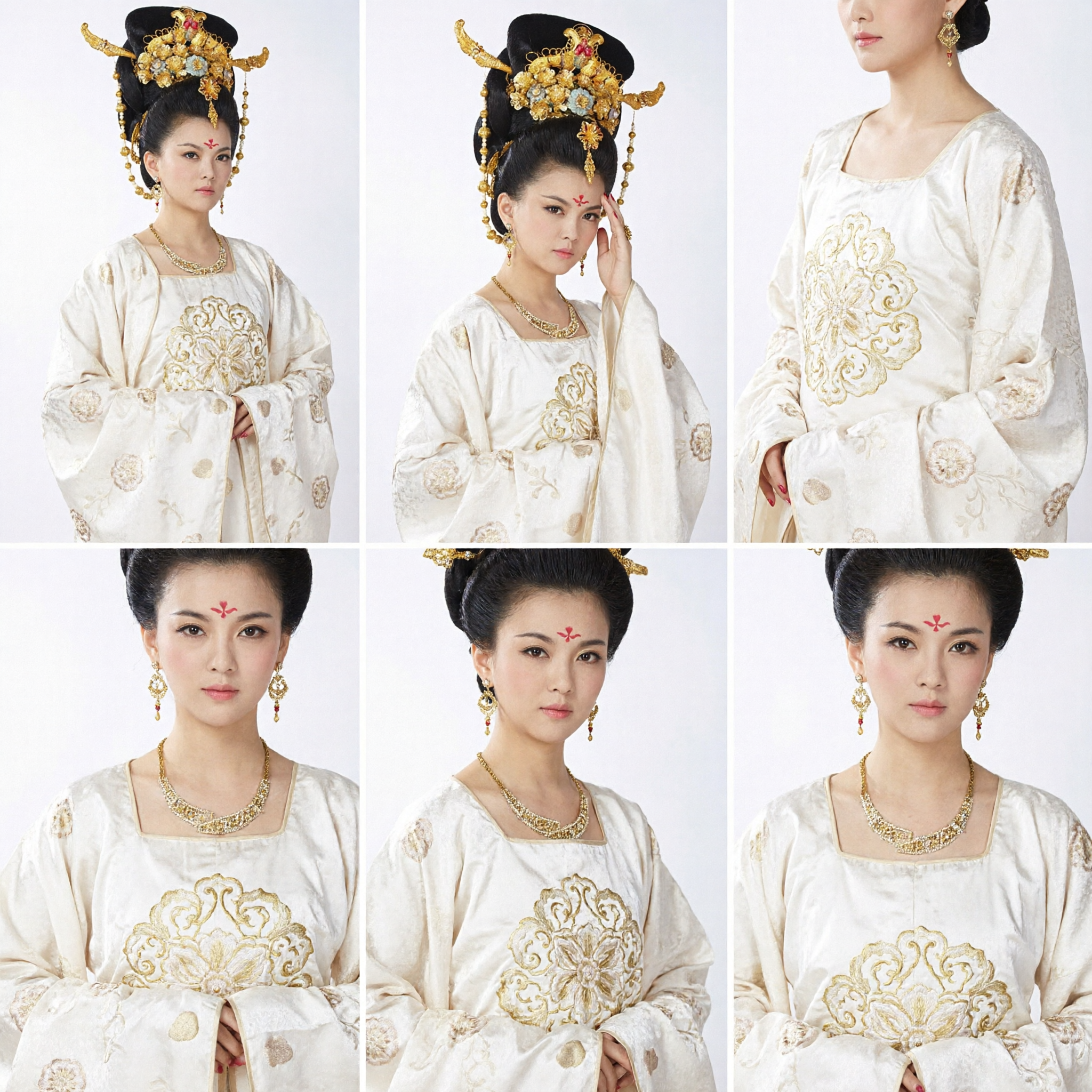 Peinado de Princesa de la Dinastía Tang Tradicional China, Tocado Antiguo de Fénix Dorado y Juego de Peluca para Cosplay de Hanfu de Mujer - Asian Costume