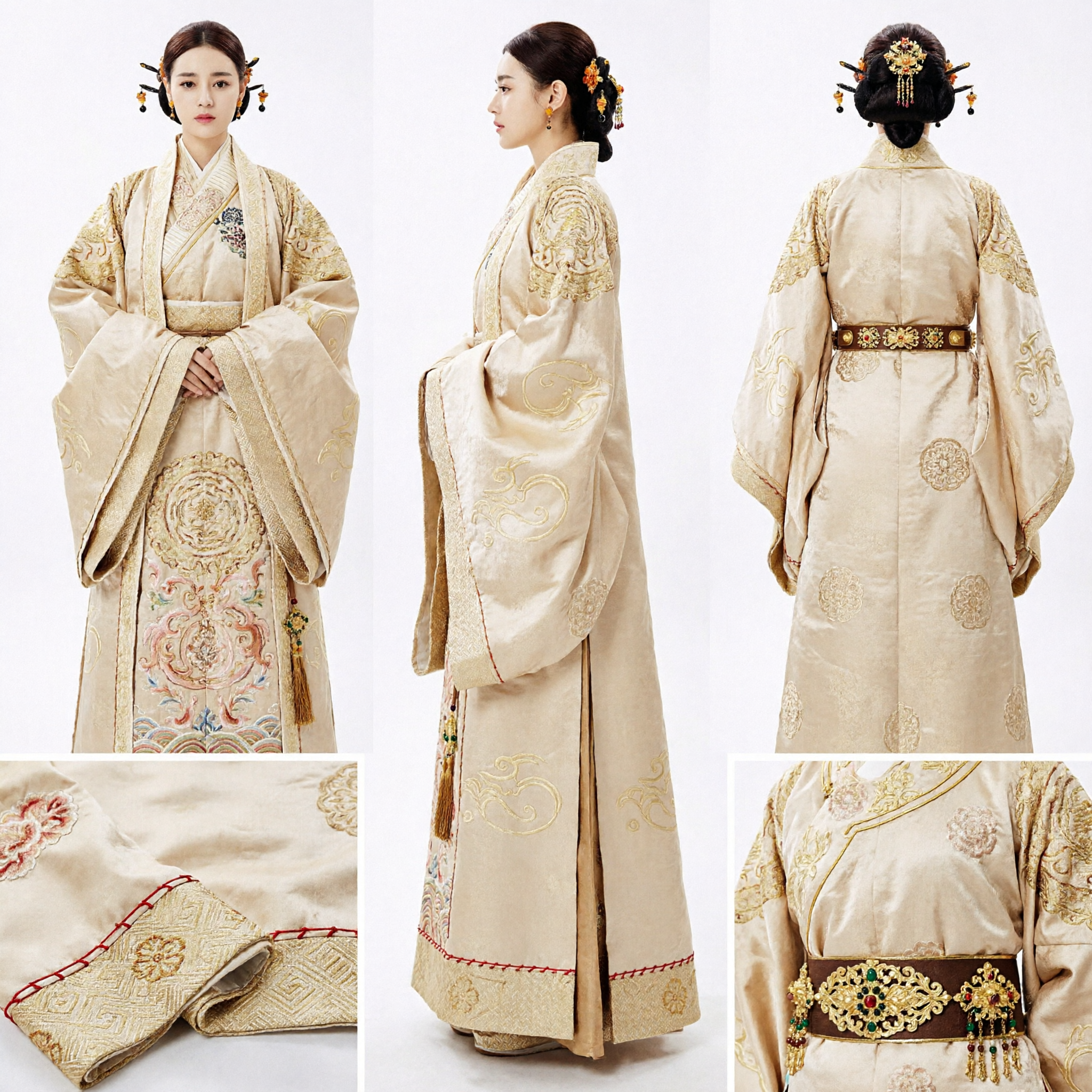 Traditional Chinese Empress Hanfu Costume Gold Embroidered Ancient Royal Robe for Women Historical Drama Cosplay - Asian Costume